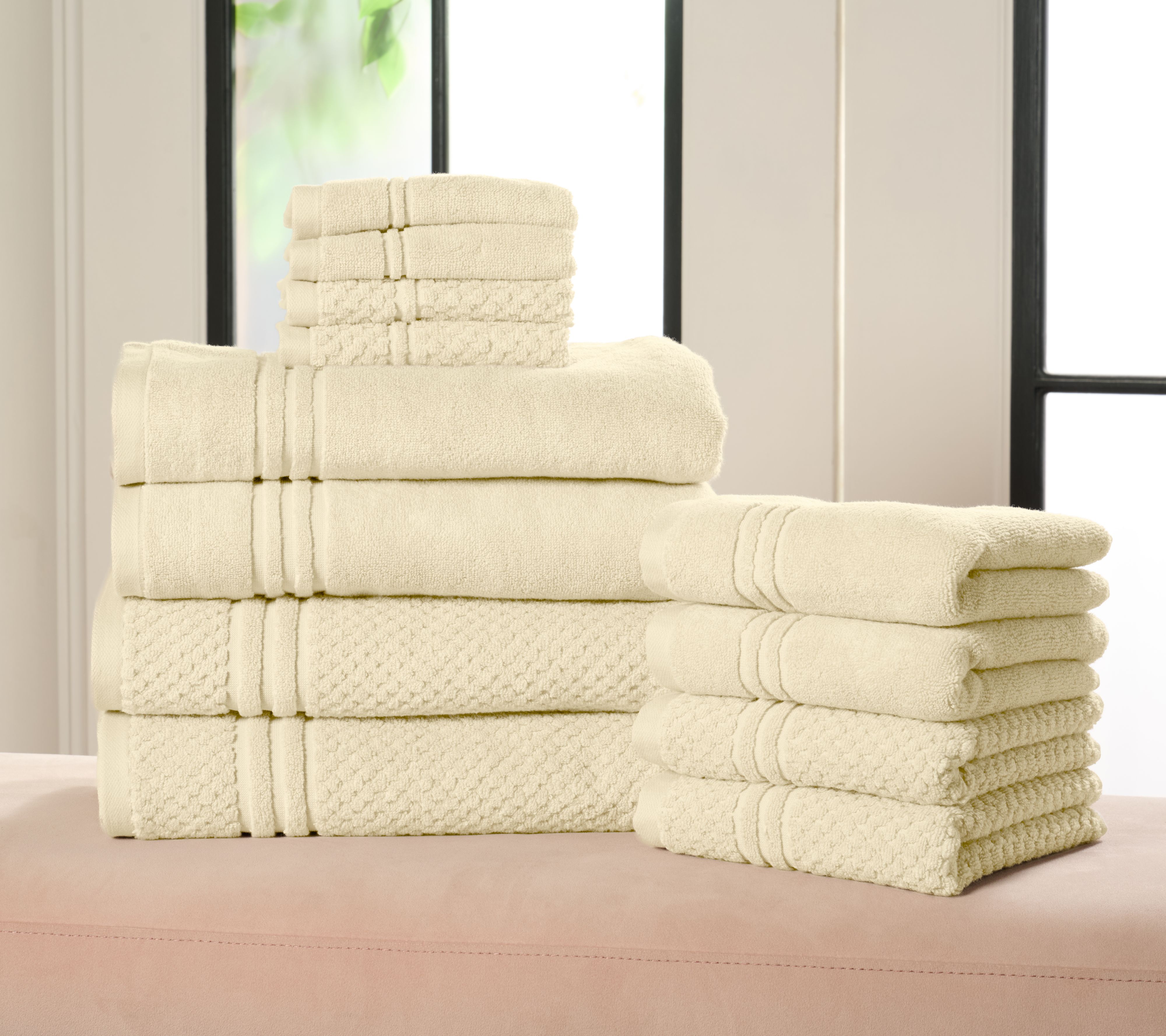 "As Is" Home Reflections 100% Cotton Solid & Texture 12-pc Towel Set