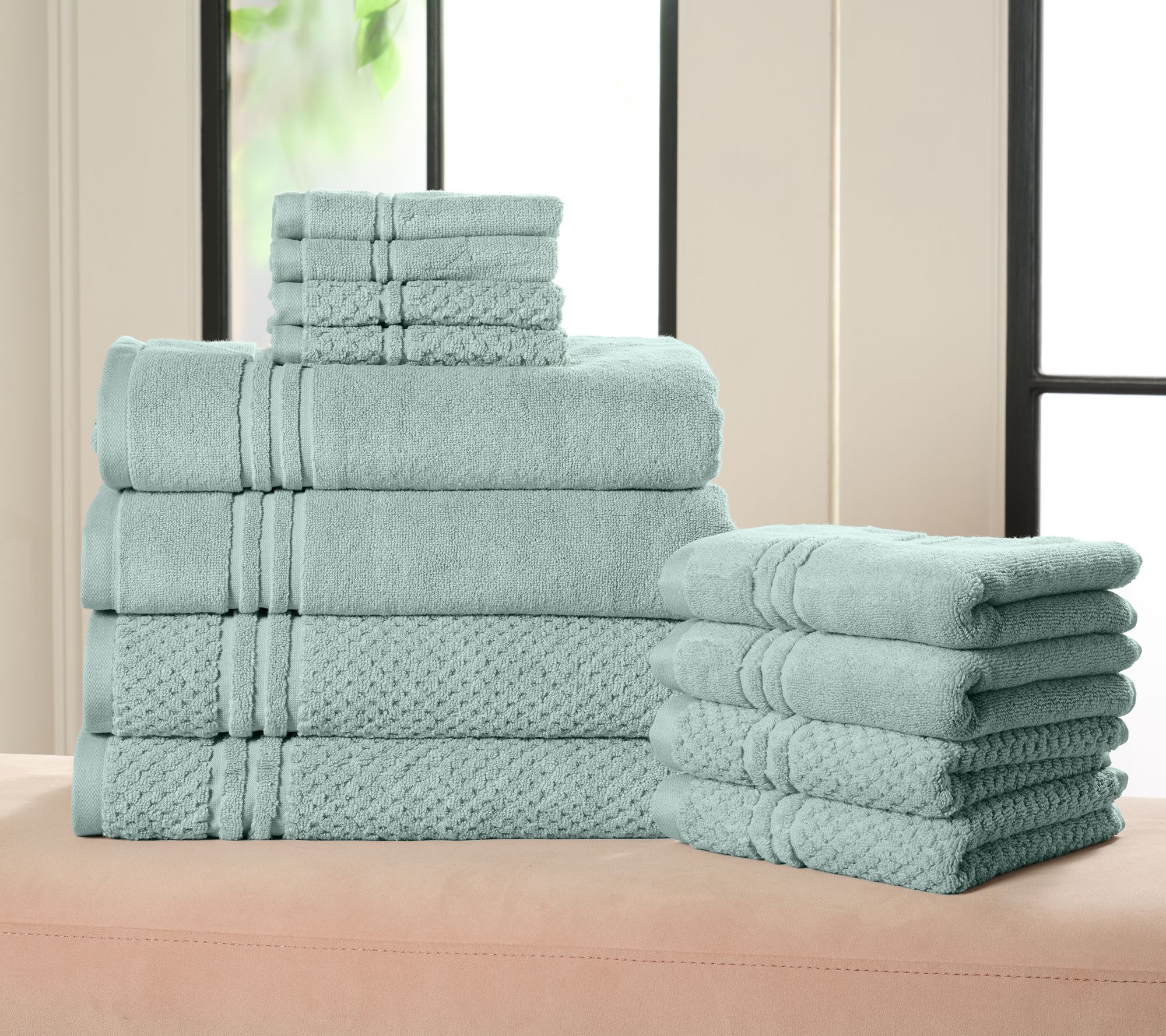 "As Is" Home Reflections 100% Cotton Solid & Texture 12-pc Towel Set