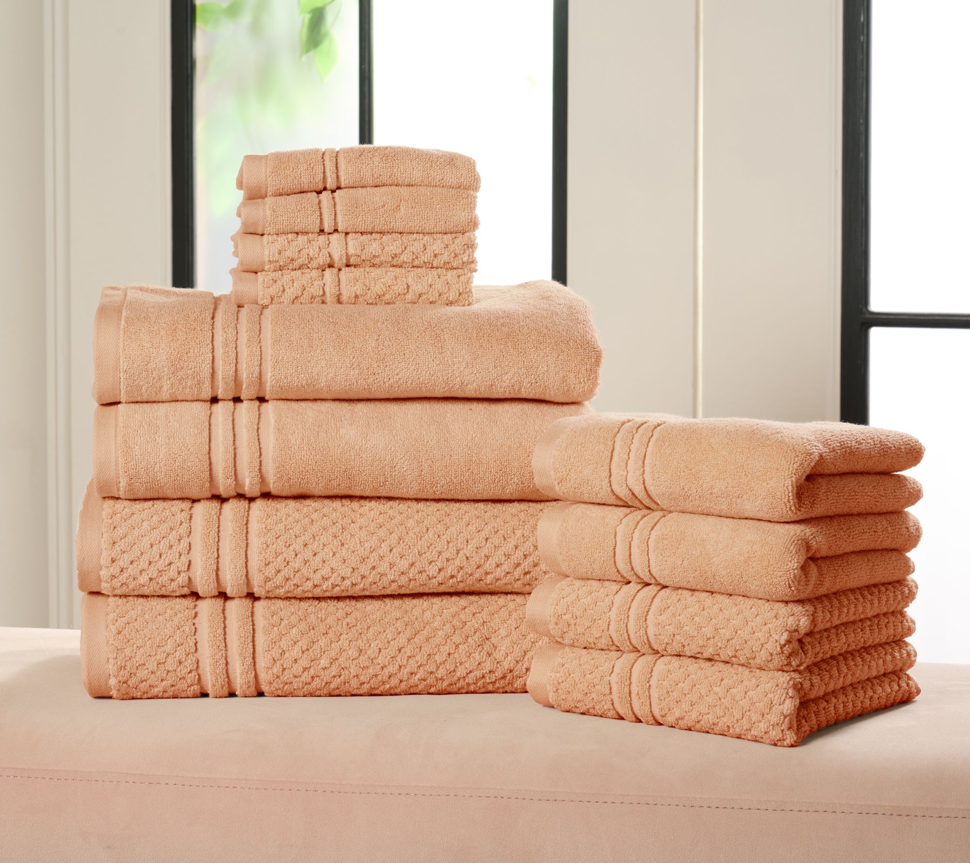 "As Is" Home Reflections 100% Cotton Solid & Texture 12-pc Towel Set