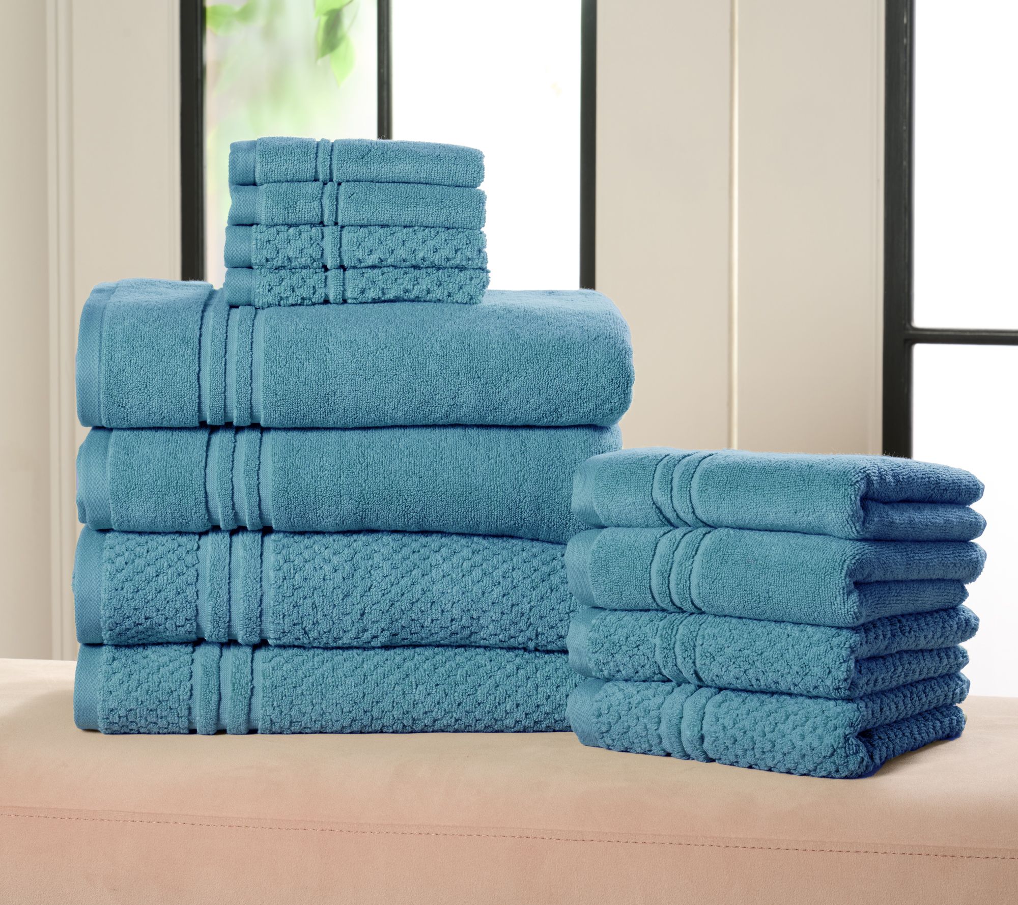 "As Is" Home Reflections 100% Cotton Solid & Texture 12-pc Towel Set