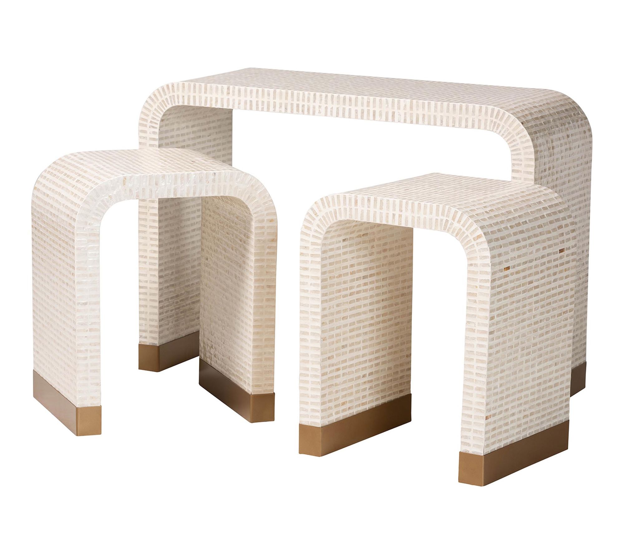 bali & pari Carlyn Mother of Pearl 3 -Piece Accent Table Set