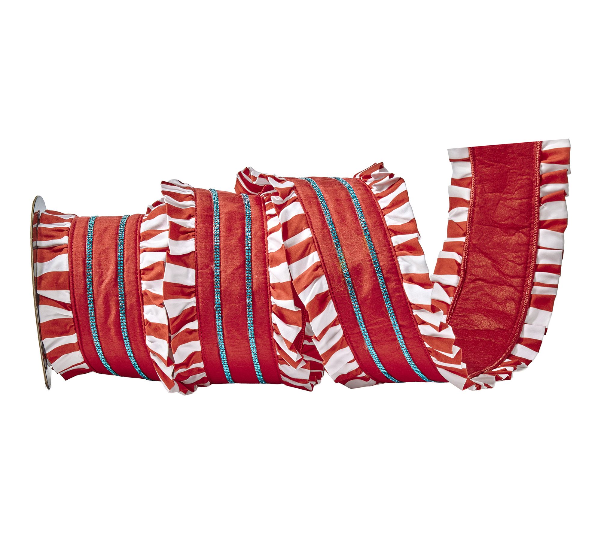 4"X5Y Pleated Peppermint Stripe Ribbon by Valerie