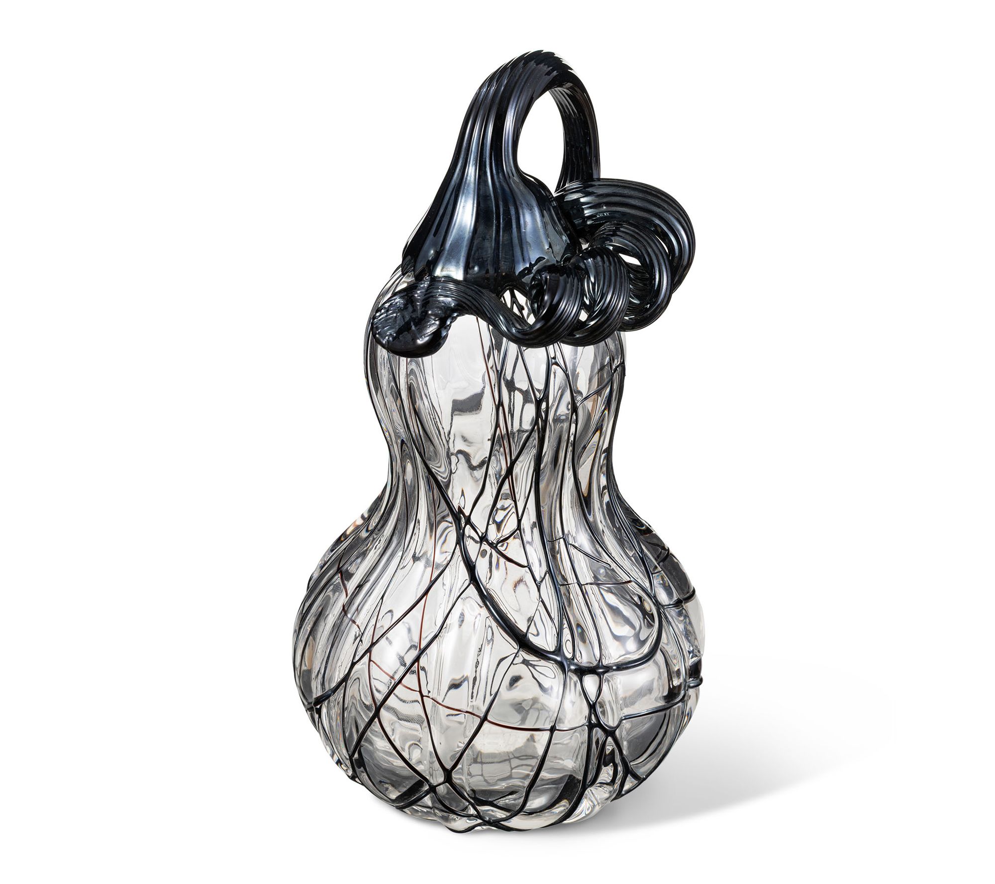 Glitzhome 9"H Halloween Abstract Black and White Glass Gourd