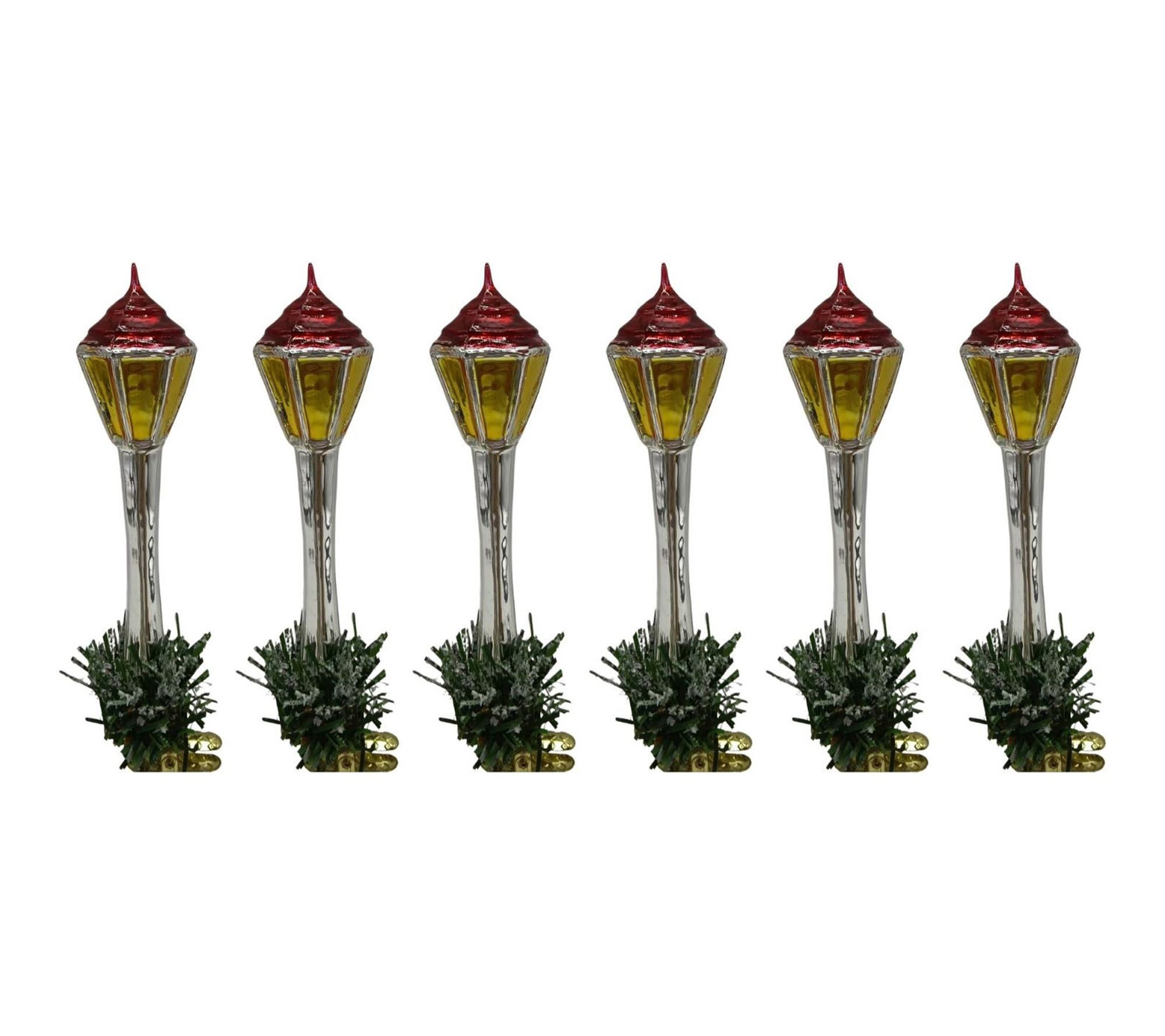 Whitehurst 5" Gold Lamp Post Glass Orns by Eddie Ross, S/6