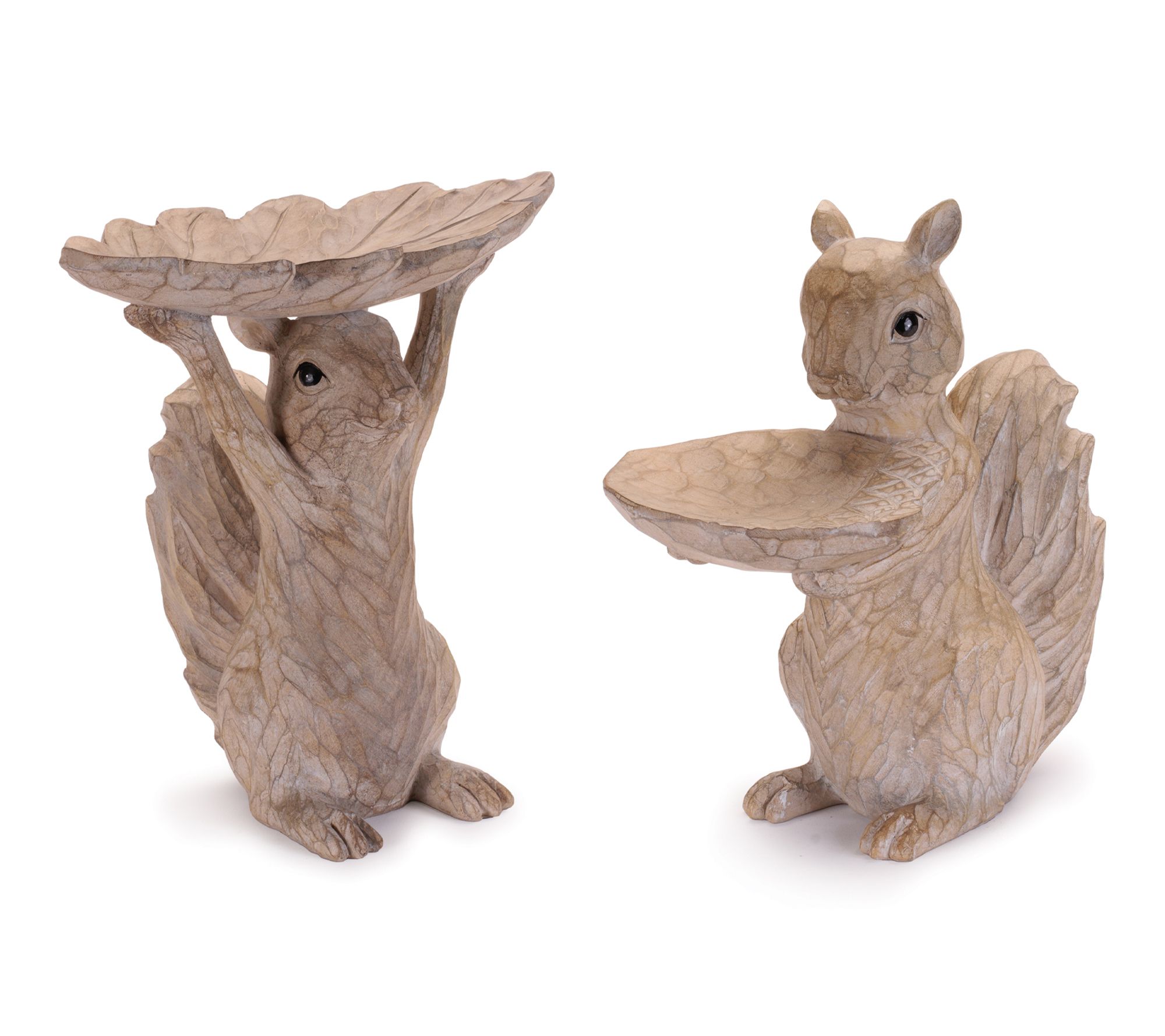 Melrose Woodland Squirrel Resin Bird Feeder Set (Set of 2)