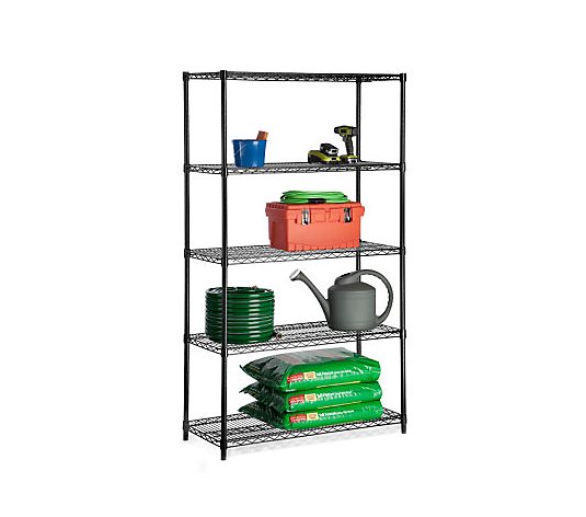 Five Tier Black Storage Shelves, Qvc Metal Storage Shelves