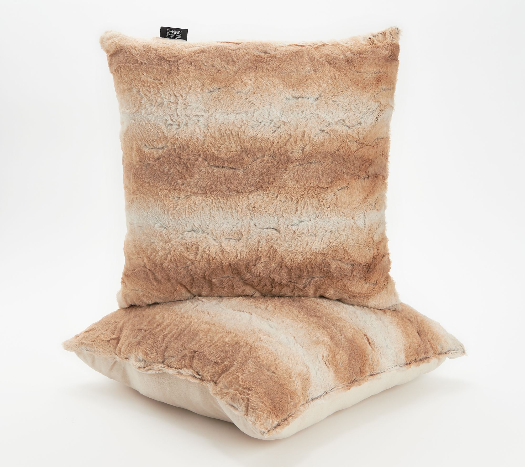 Dennis Basso Set of 2 Decorative Faux Fur 20x20 Pillows 
