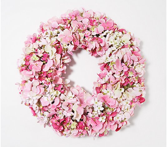 16" Faux Hydrangea Petal Wreath by Valerie