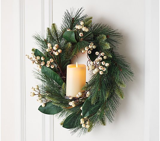 Luminara 15" Adjustable Wreath Centerpiece with Candle