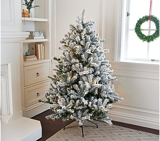 Home Reflections 6.5 Flocked Cool Island LED Full Profile Tree