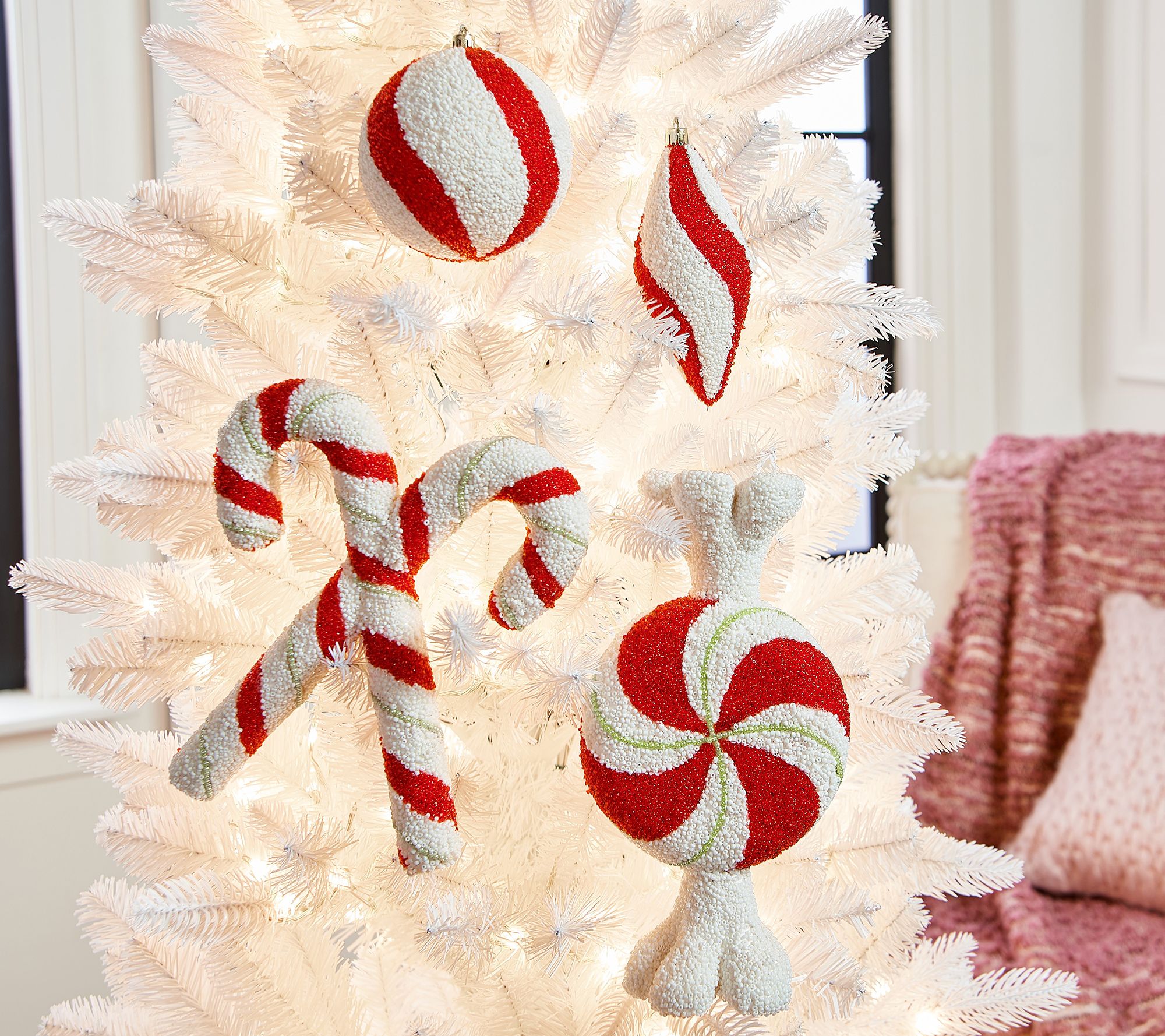 Kringle Express Set of 4 Candy Cane Swirl Ornaments - QVC.com