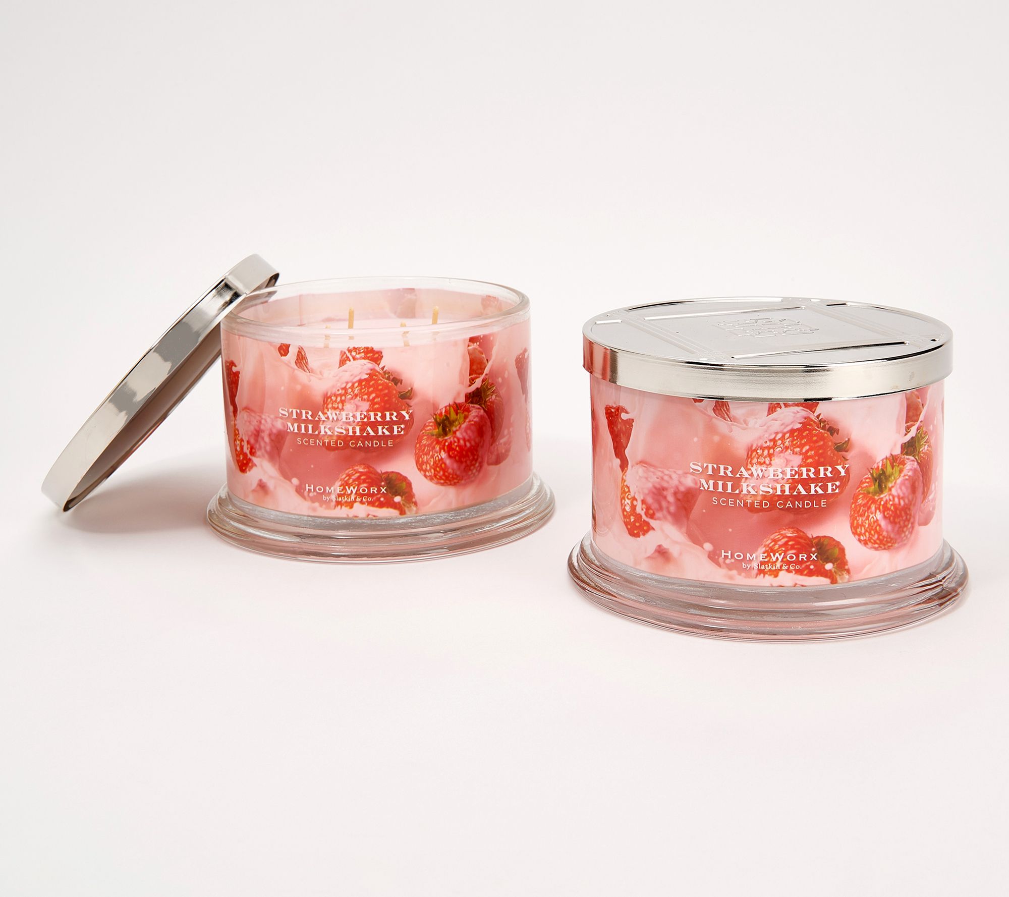 HomeWorx by Slatkin & Co. S/2 Strawberry Milkshake 18oz Candles - QVC.com
