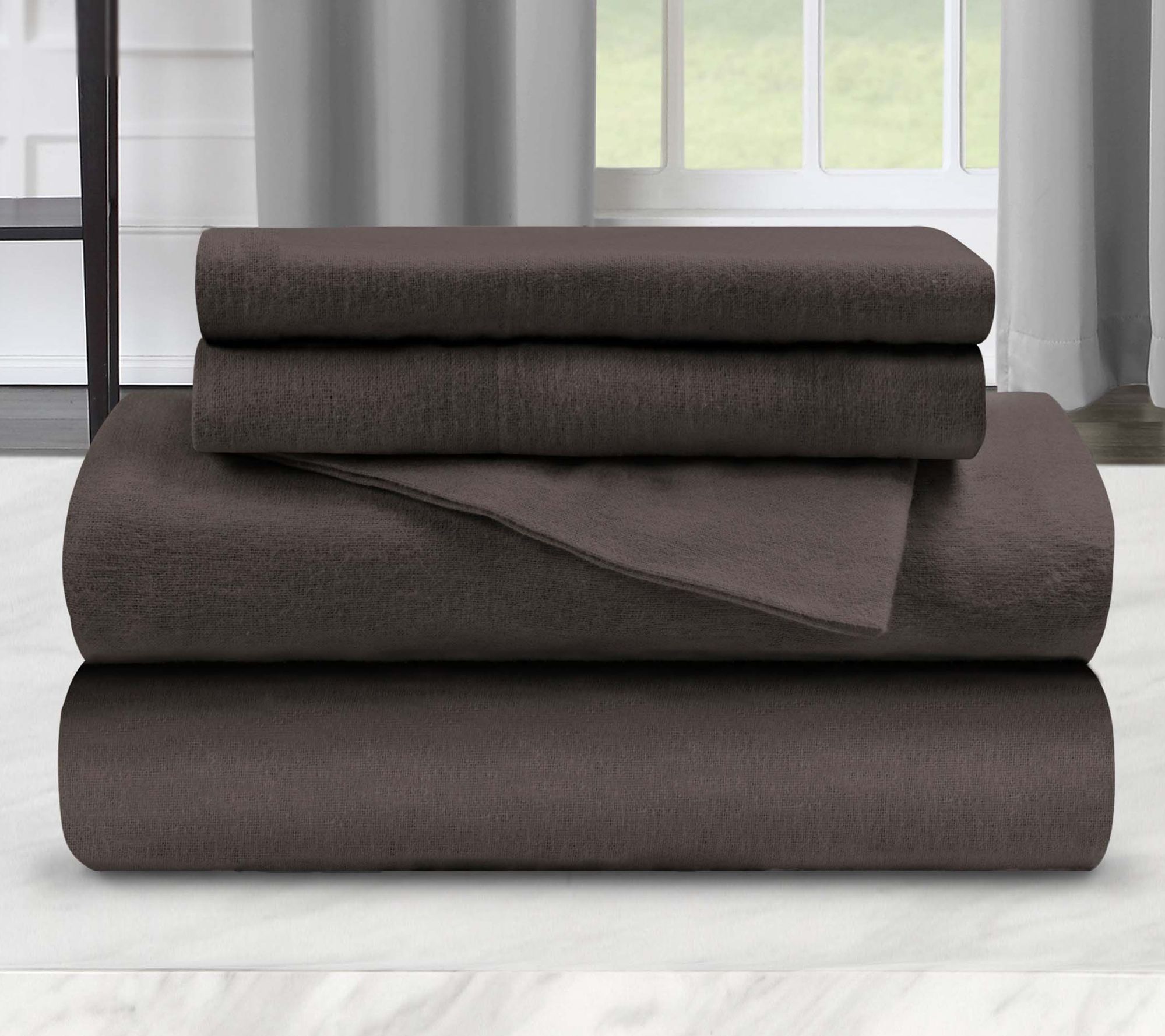 Superior Solid Cotton Flannel Deep Pocket Sheet Set, King