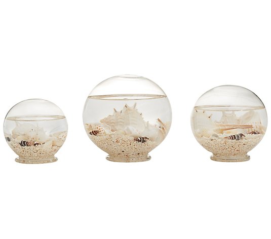 Two's Company Set of 3 Decorative Filled Sealife Globes