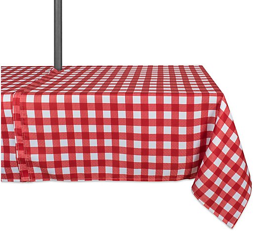 Design Imports Check Outdoor Tablecloth w/ Zipper 60" x 84"