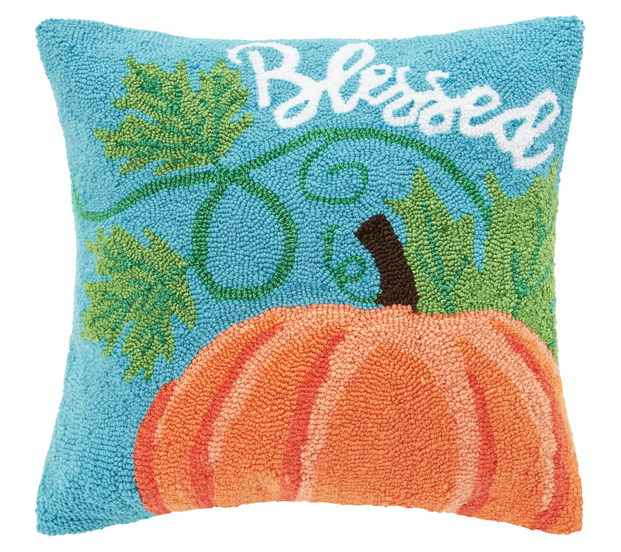 C&F Home 18" x 18" Blessed Pumpkin Hooked Throw Pillow