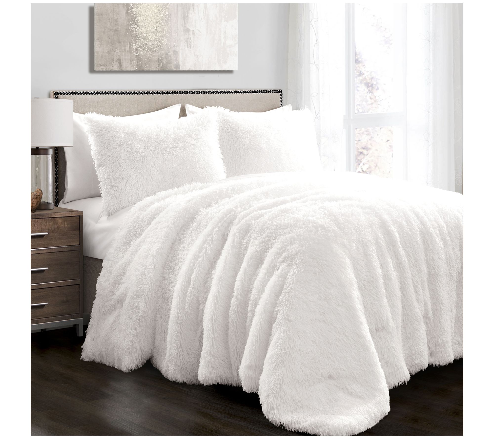 Emma Faux Fur Oversized 3-pc King Duvet Set byLush Decor