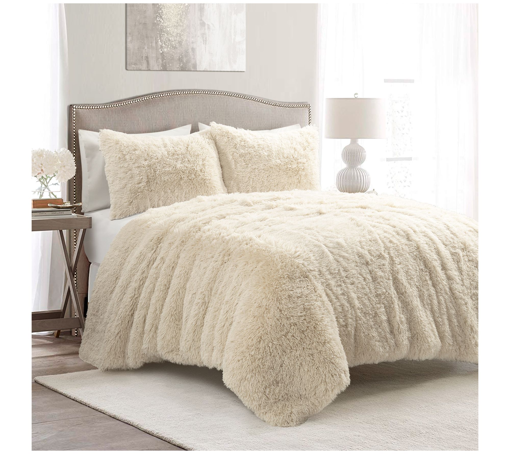 Emma Faux Fur Oversized 3-pc King Duvet Set byush Decor