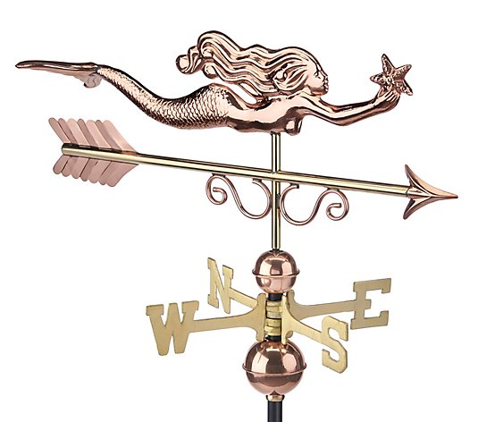 Little Mermaid Weather Vane - Pure Copper by Good Directions