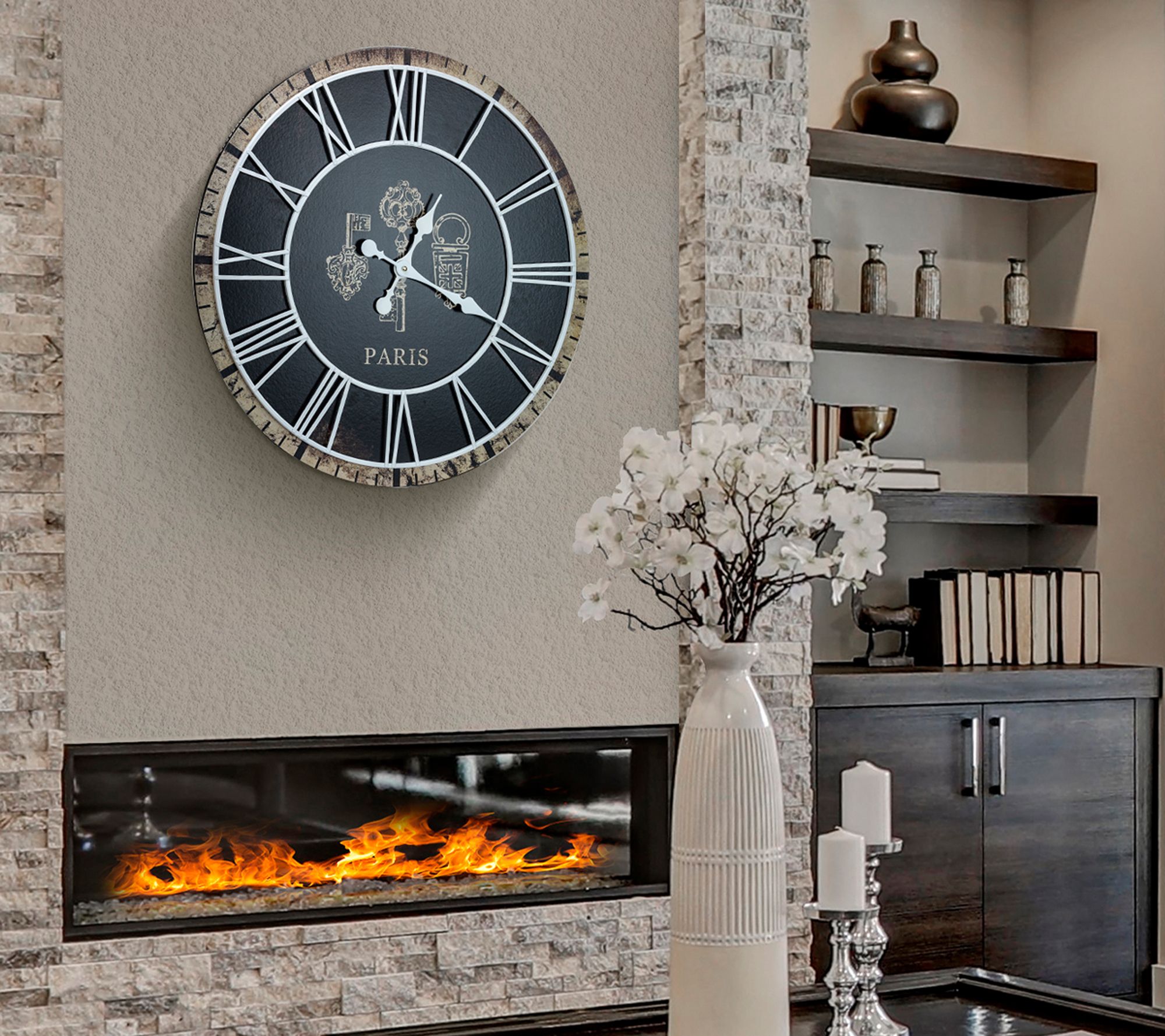 Sorbus Paris Metal Wooden Wall Clock (23.62