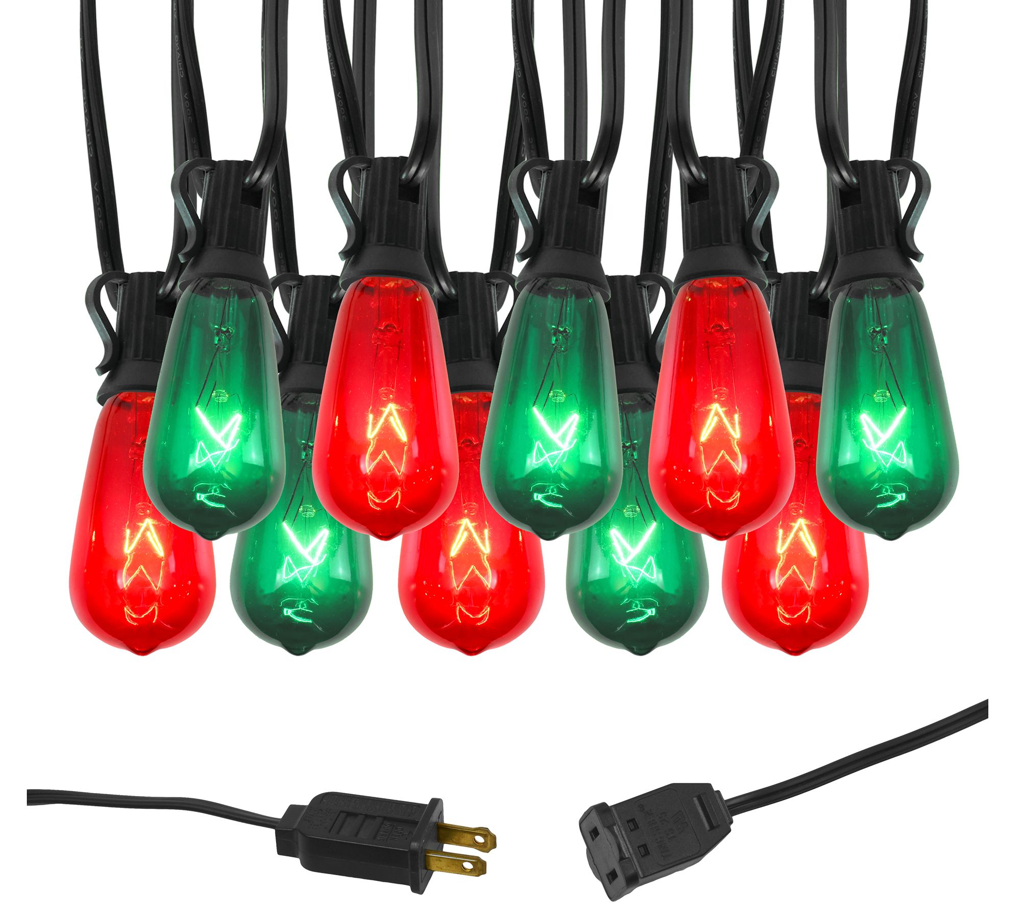 LumaBase Electric String Lights with Red & Green Edison Bulbs