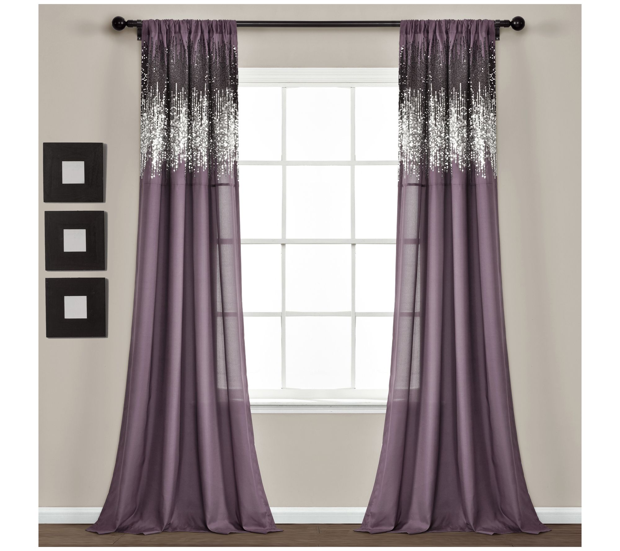 Shimmer Sequins 42"x84" Set of 2 Window Panelsby Lush Decor