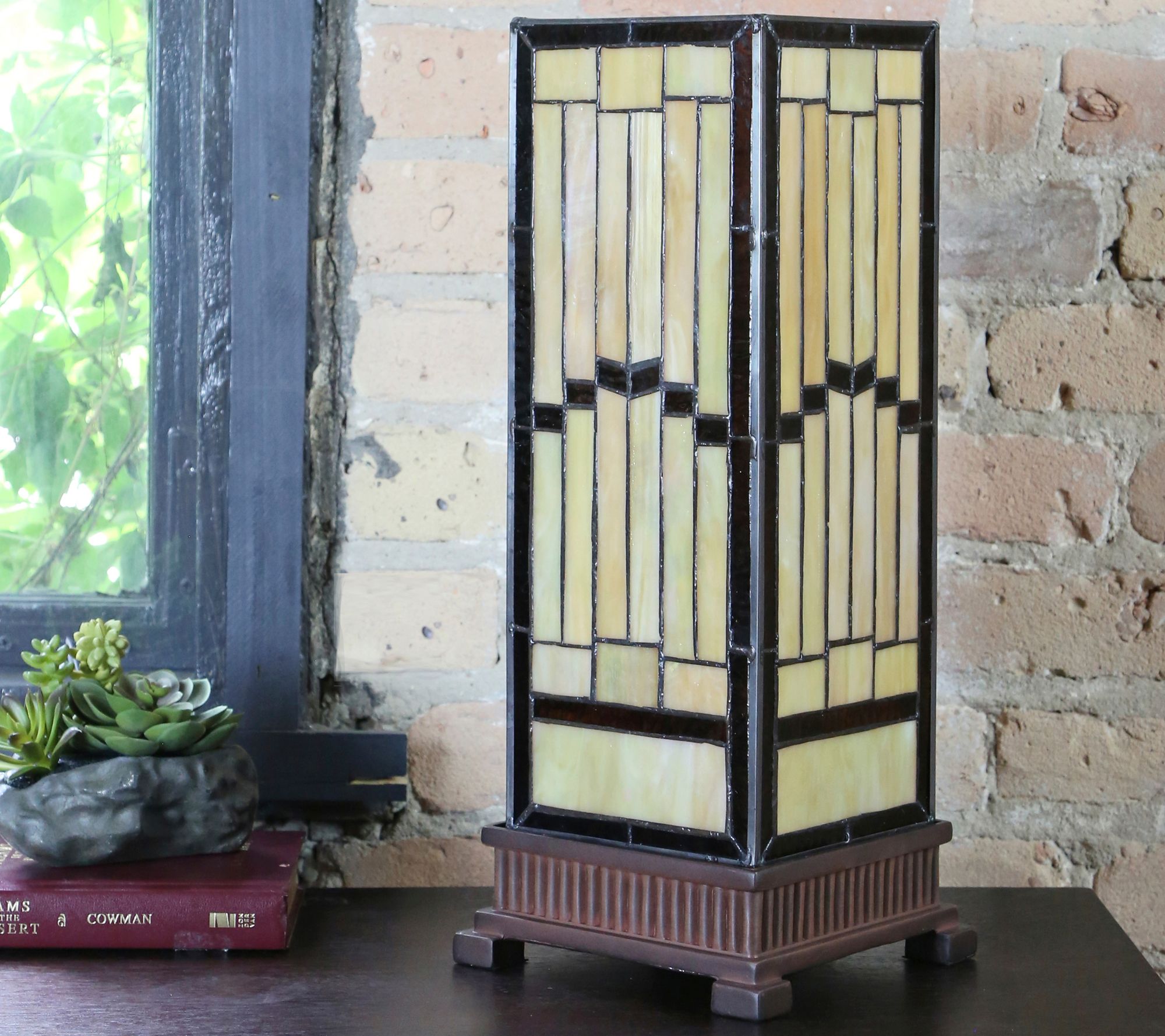 River of Goods 17"H StainedGlass Rustic Hurricane Lamp