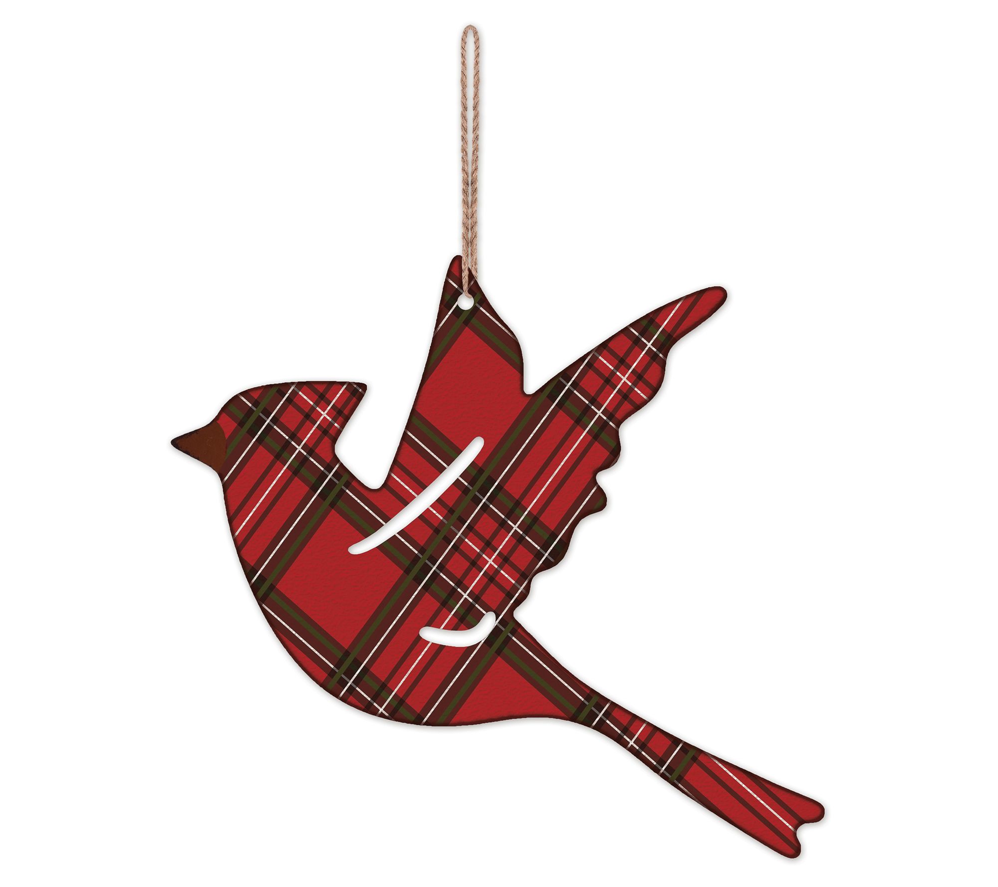 Sunset Vista Designs s/4 Plaid Cardinal Ornament