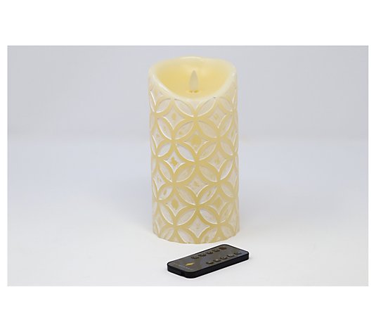 Luminara 7" Medallion Embossed Flameless Candle with Remote