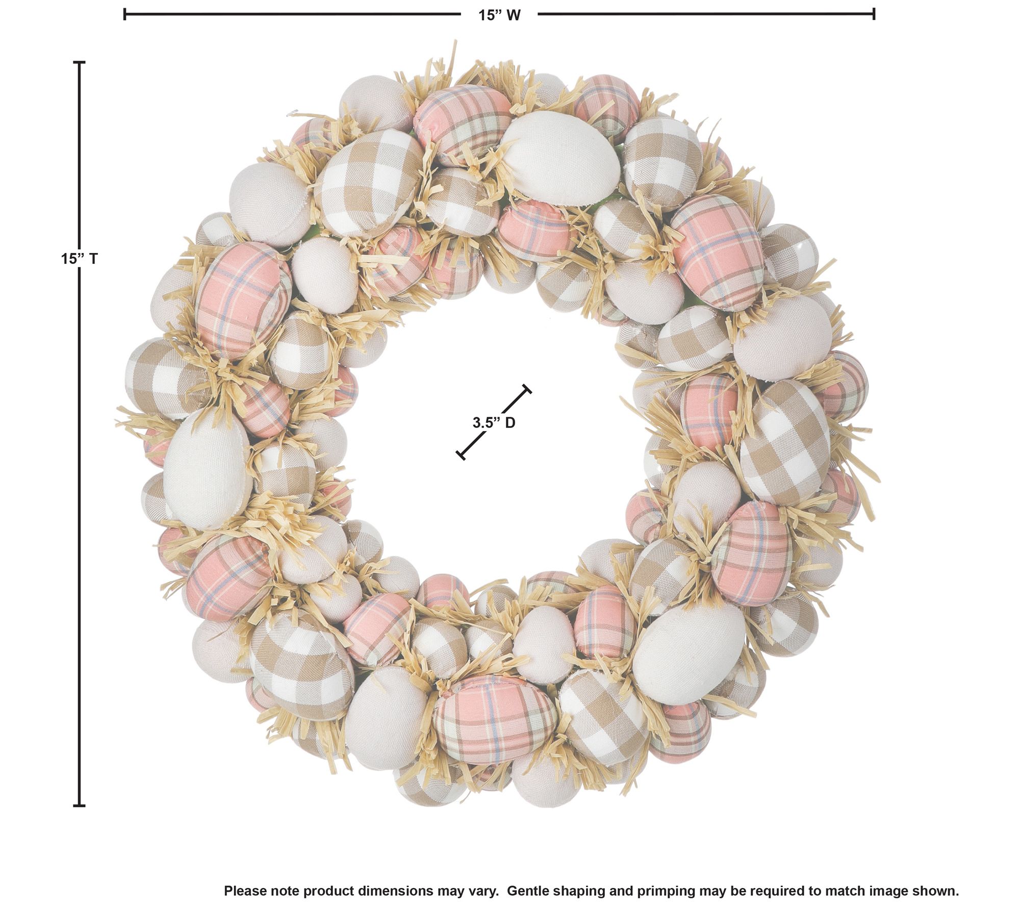 Pretty Plaid Easter Egg Wreath 15" By Valerie