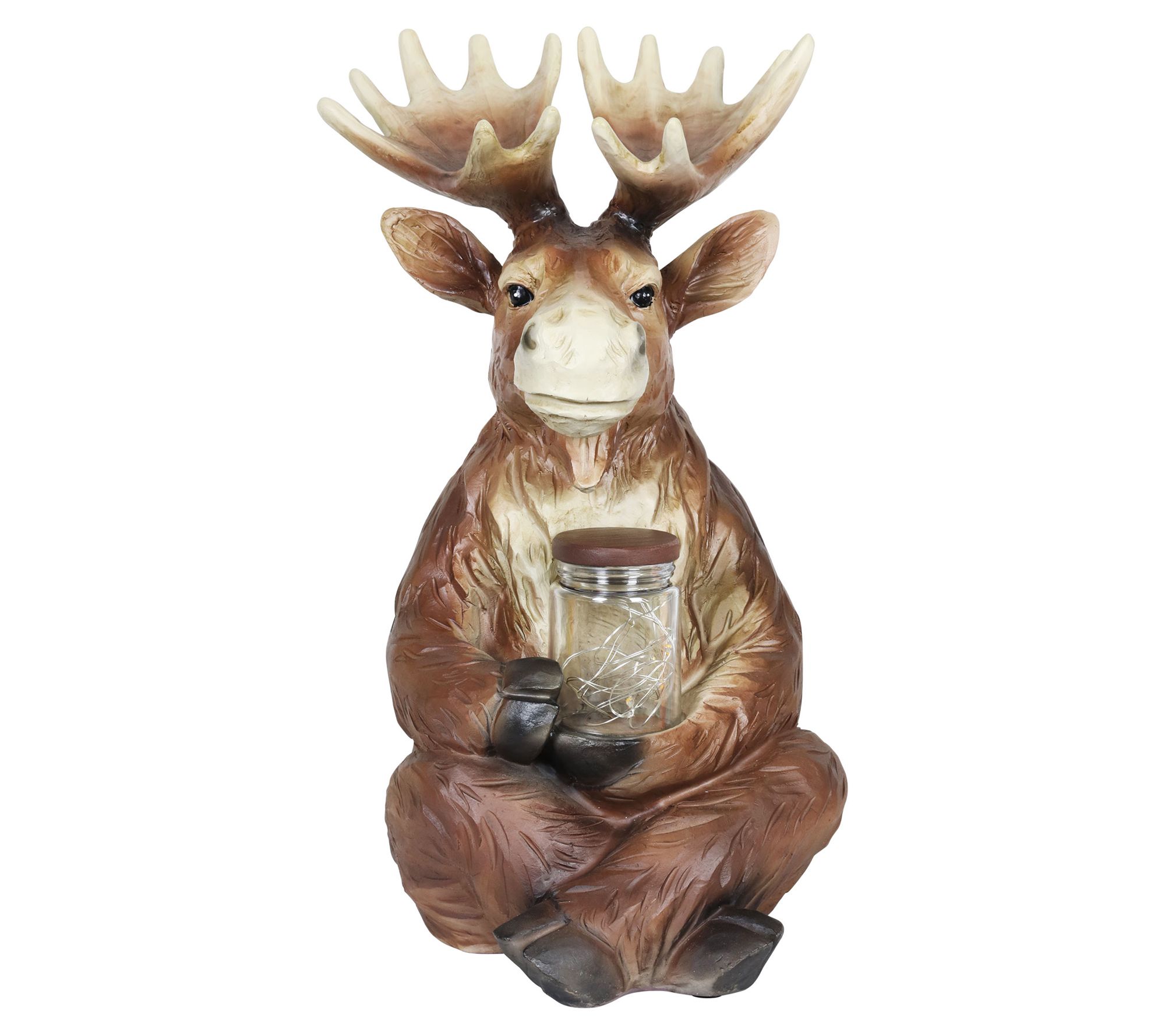 Exhart Solar Moose with Fireflies - QVC.com