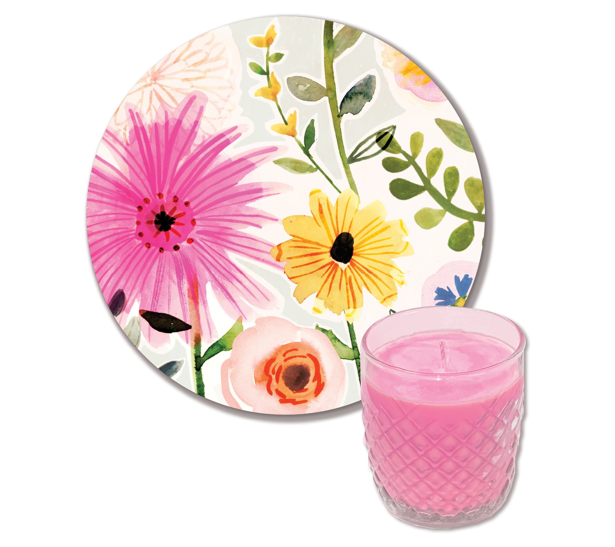 Courtside Floral Pop I 8x8 Art Board & 9 oz Candle Set