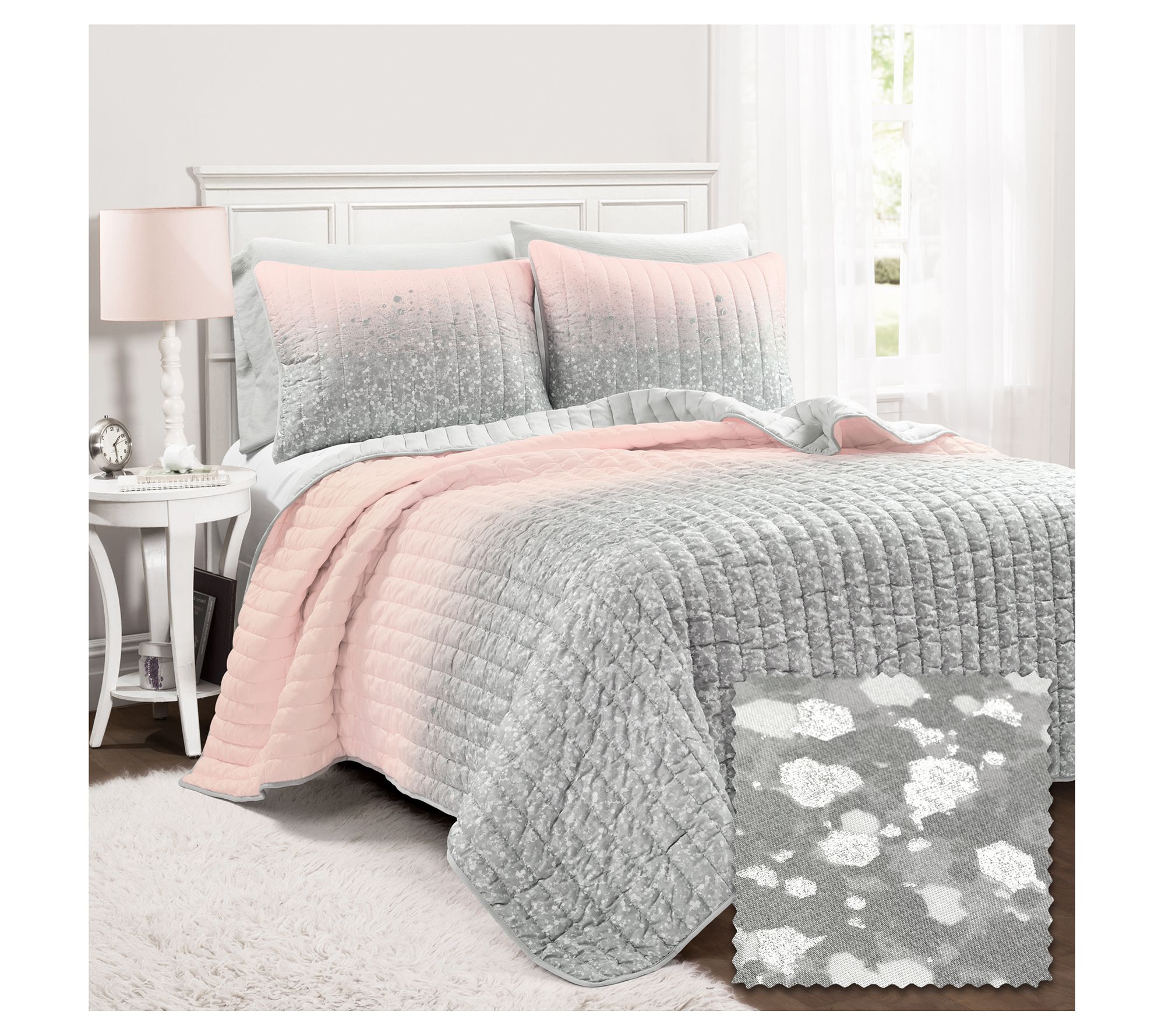 Lush Decor Glitter Ombre Metallic Twin Quilt Set