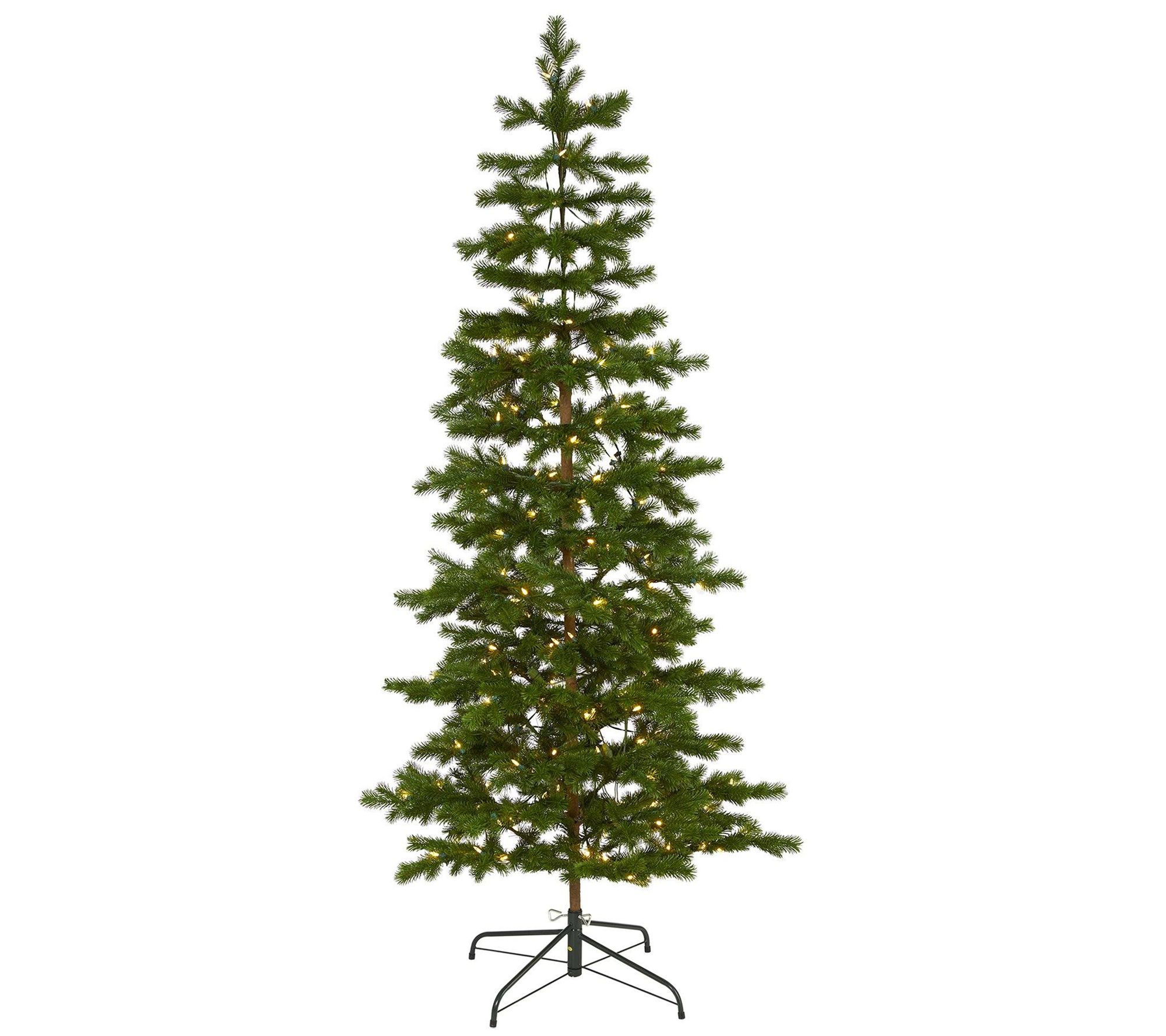 Nearly Natural 6.5' Slim Christmas Tree w/Remote Control 