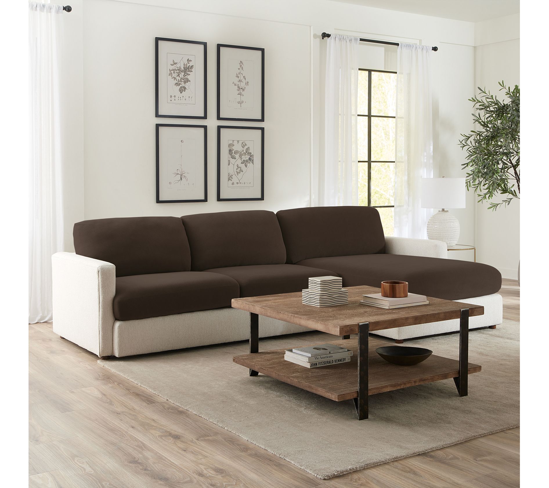 SureFit Stretch Pique Small Sectional Cushion Slipcovers