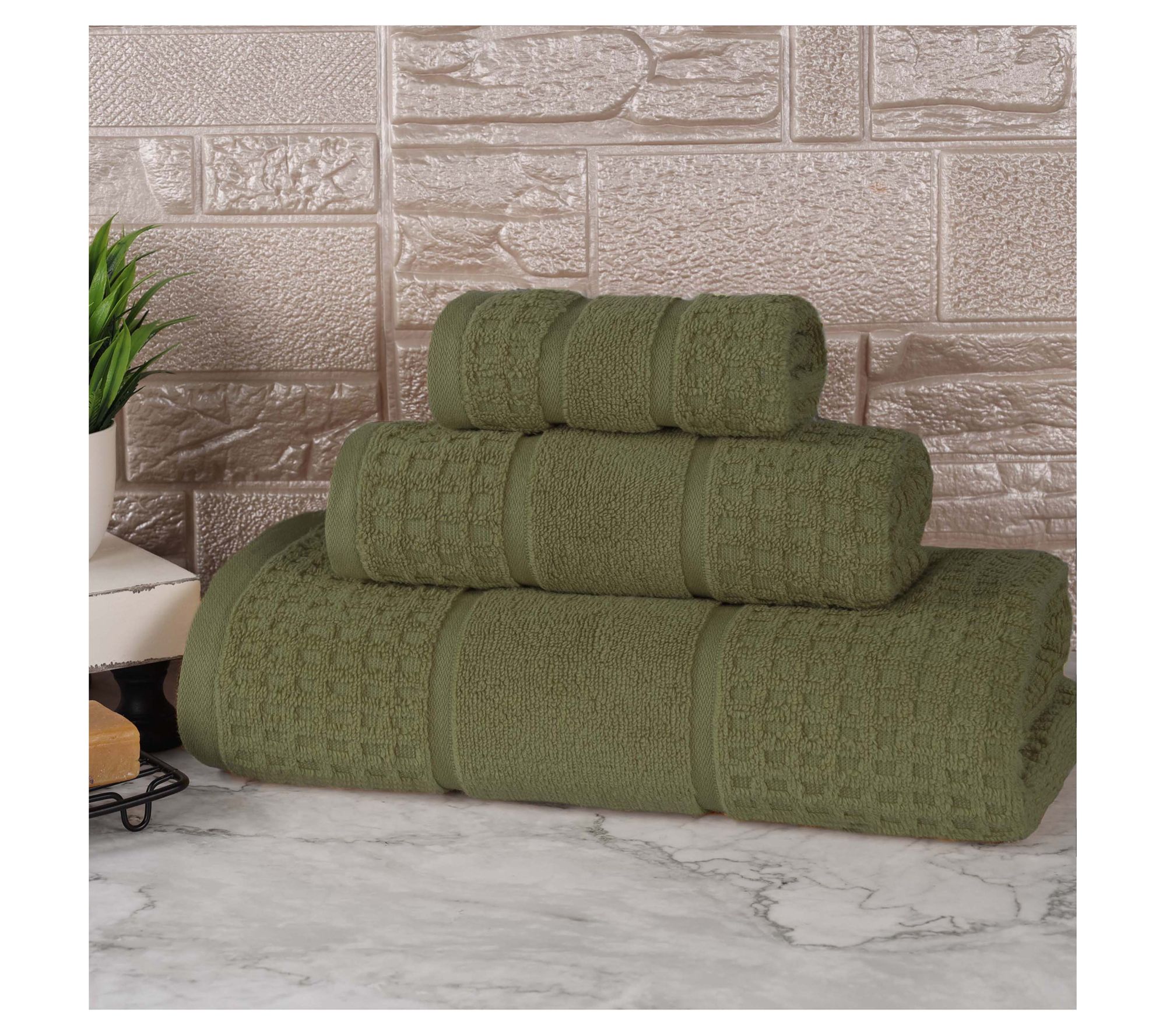 Superior Zero-Twist Cotton Waffle Honeycomb 3 PC Towel Set