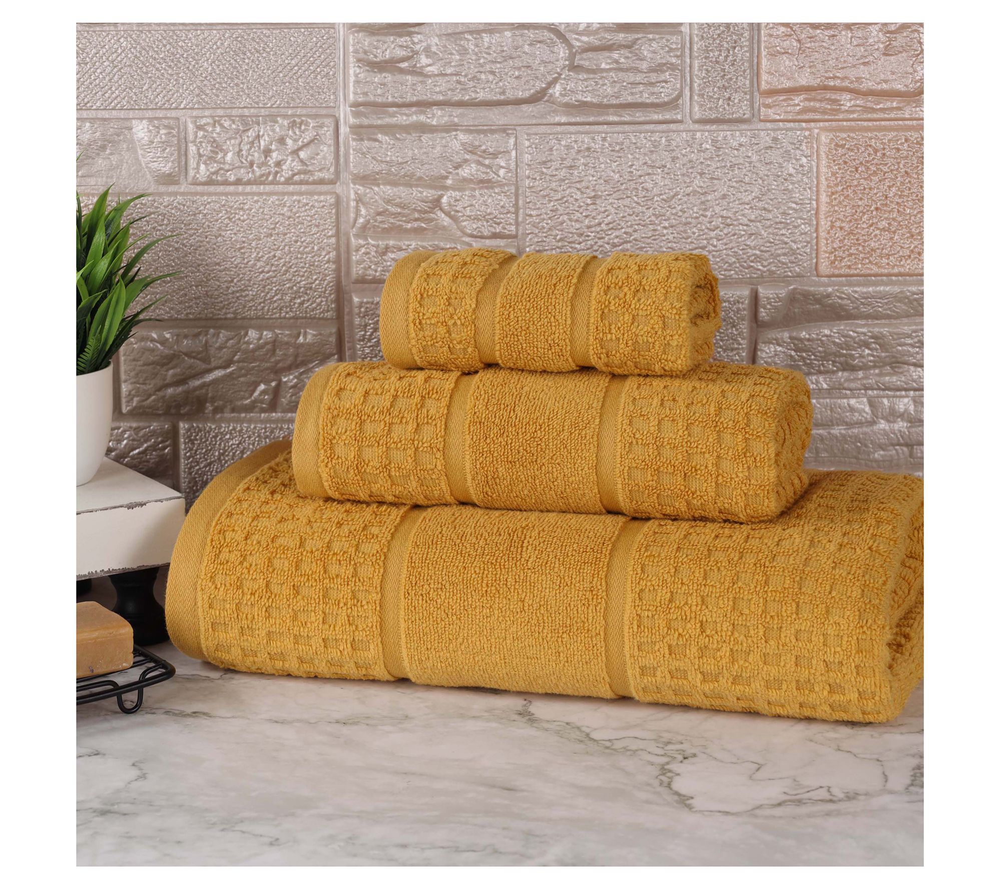 Superior Zero-Twist Cotton Waffle Honeycomb 3 PC Towel Set