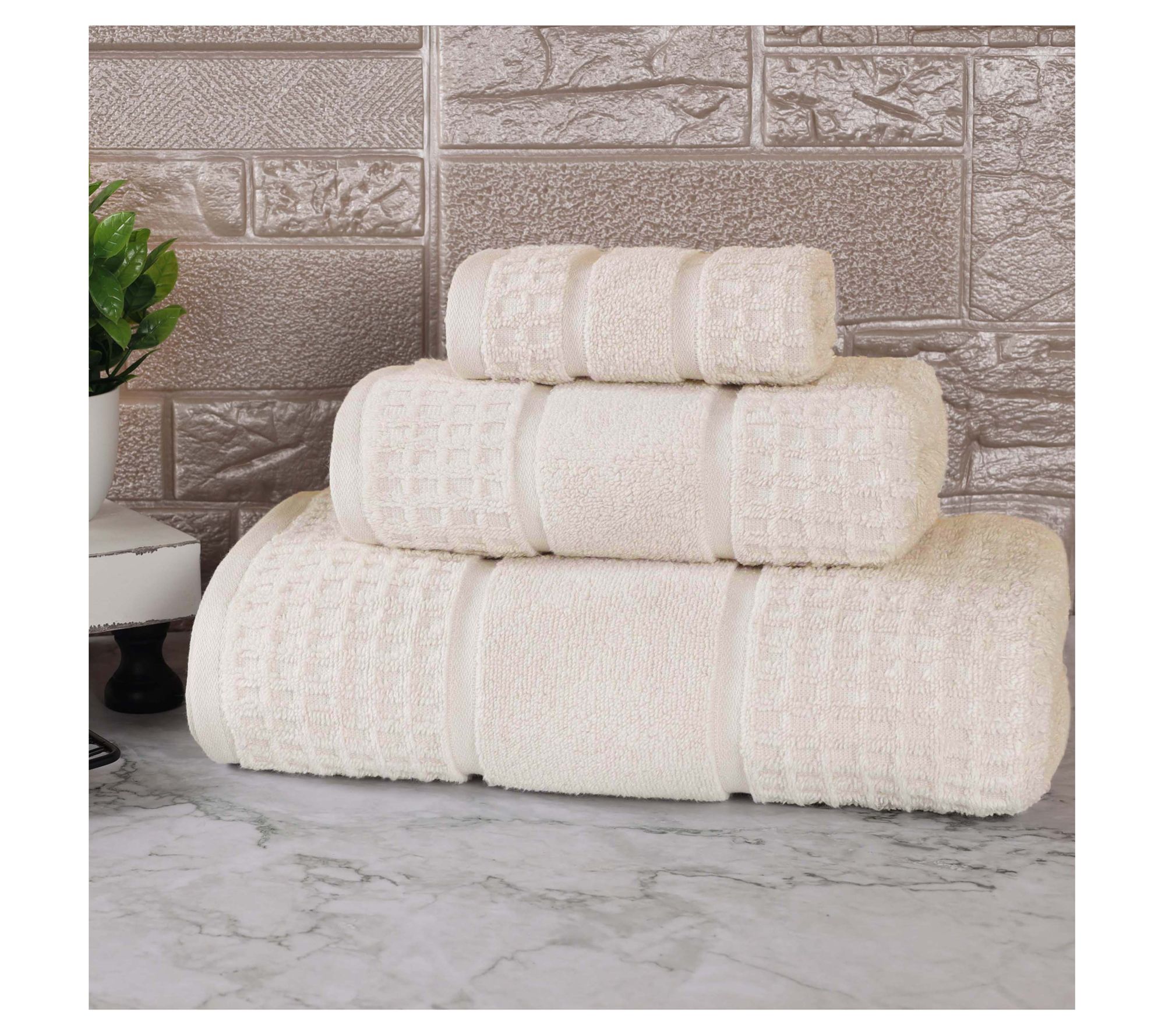 Superior Zero-Twist Cotton Waffle Honeycomb 3 PC Towel Set