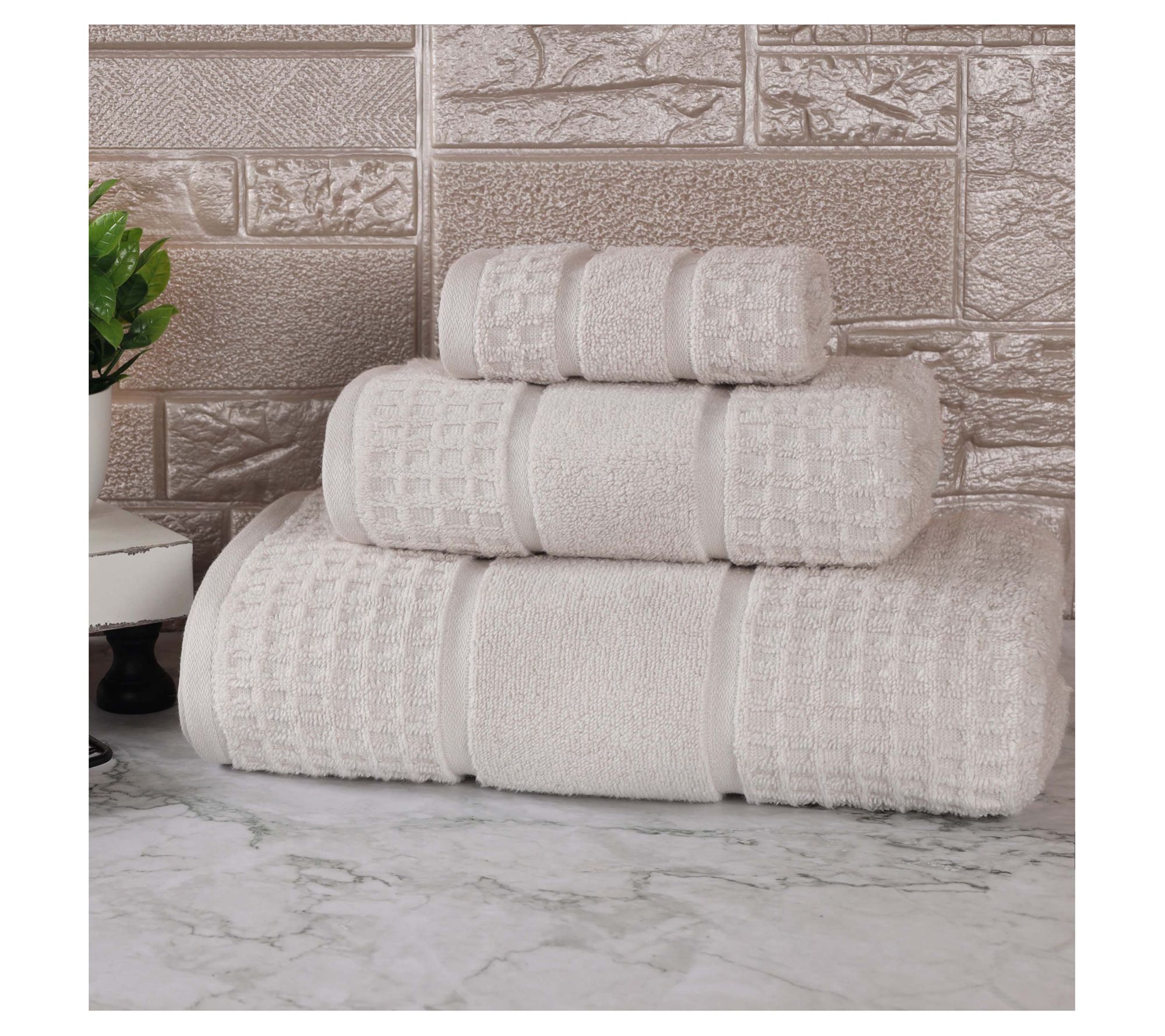 Superior Zero-Twist Cotton Waffle Honeycomb 3 PC Towel Set