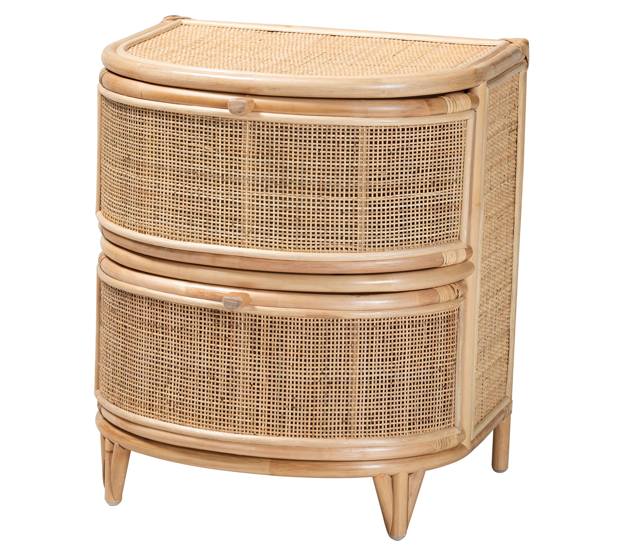Baxton Studio Oleta Natural Brown Rattan Nightstand