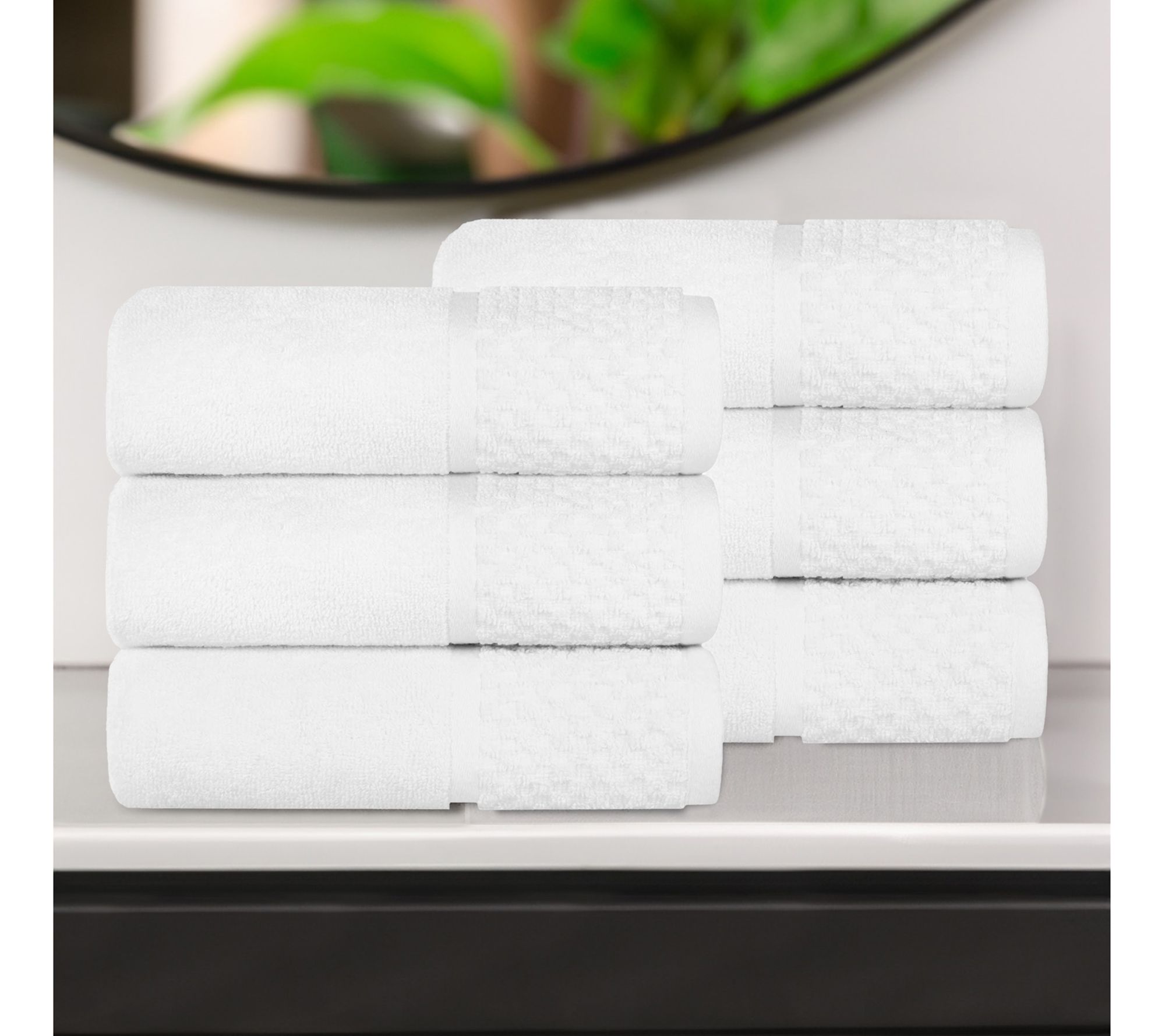 Superior Cotton Soft Absorbent Two Toned Hand Towel Set of 6