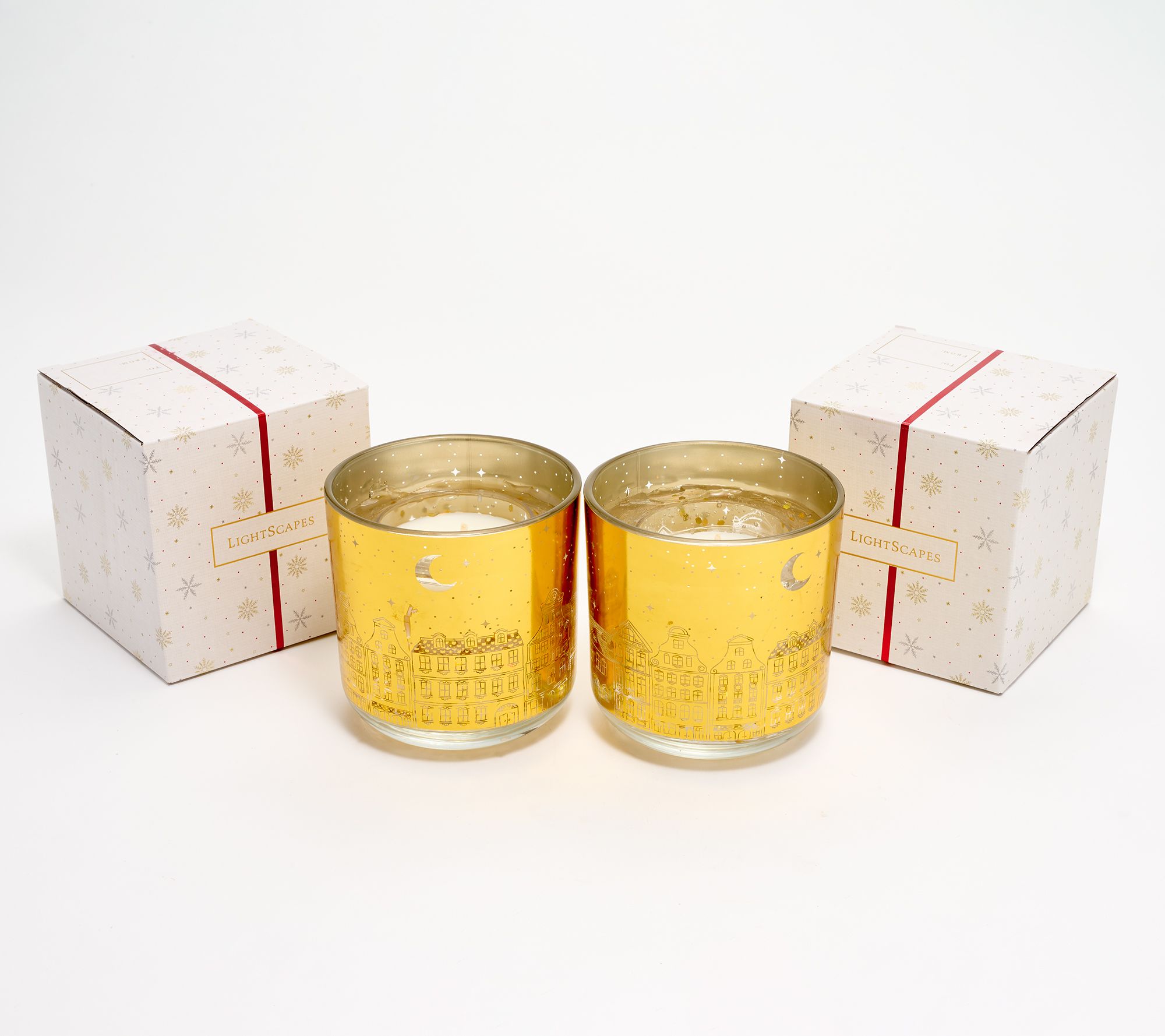 LightScapes Set of 2 Townscape Magic Candles with Gift Boxes