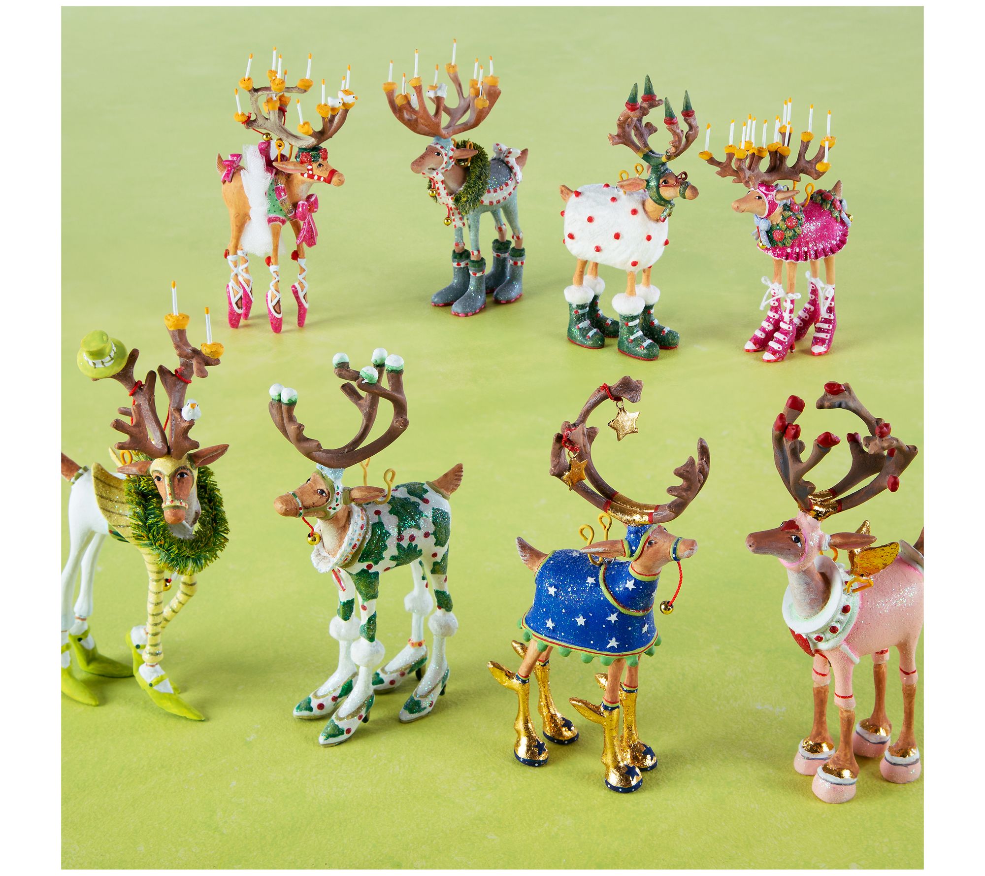 MacKenzie-Childs Dash Away Reindeer MiniOrnaments Set - QVC.com