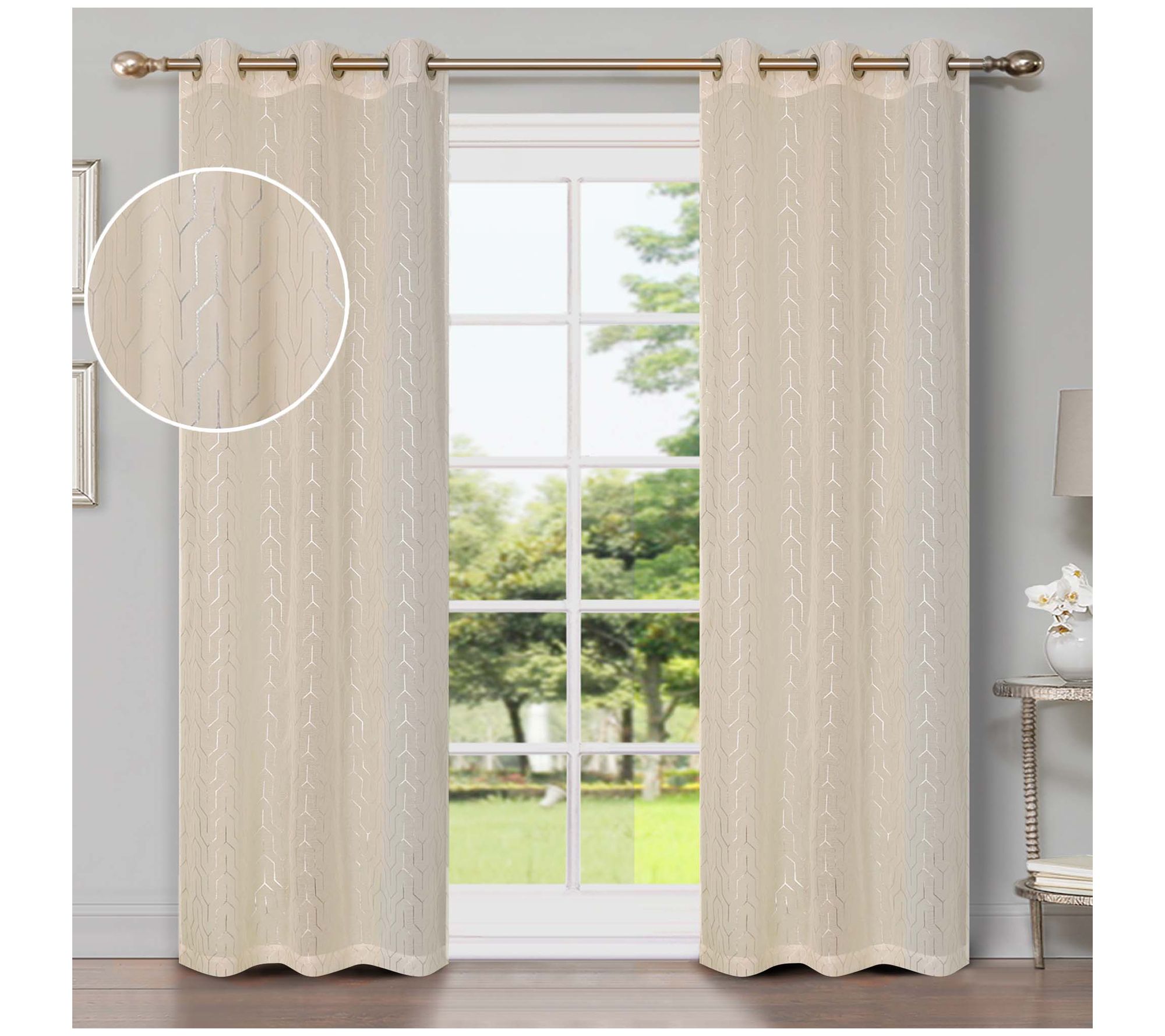 Superior Cormac Printed Sheer Curtain Panel Set, 42X84