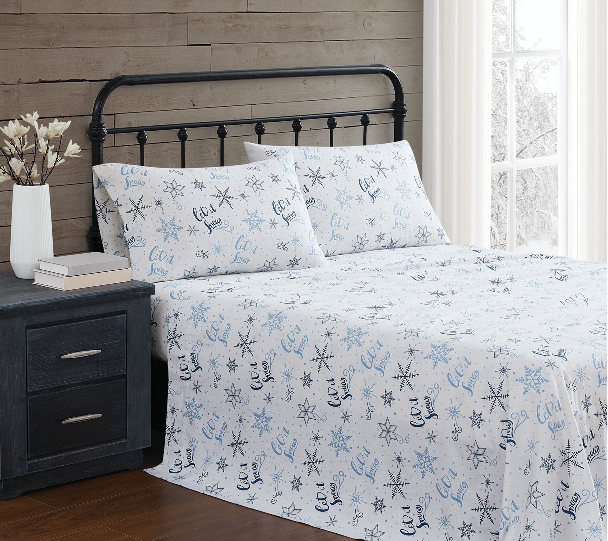 Truly Soft Let It Snow Queen Flannel Sheet Set