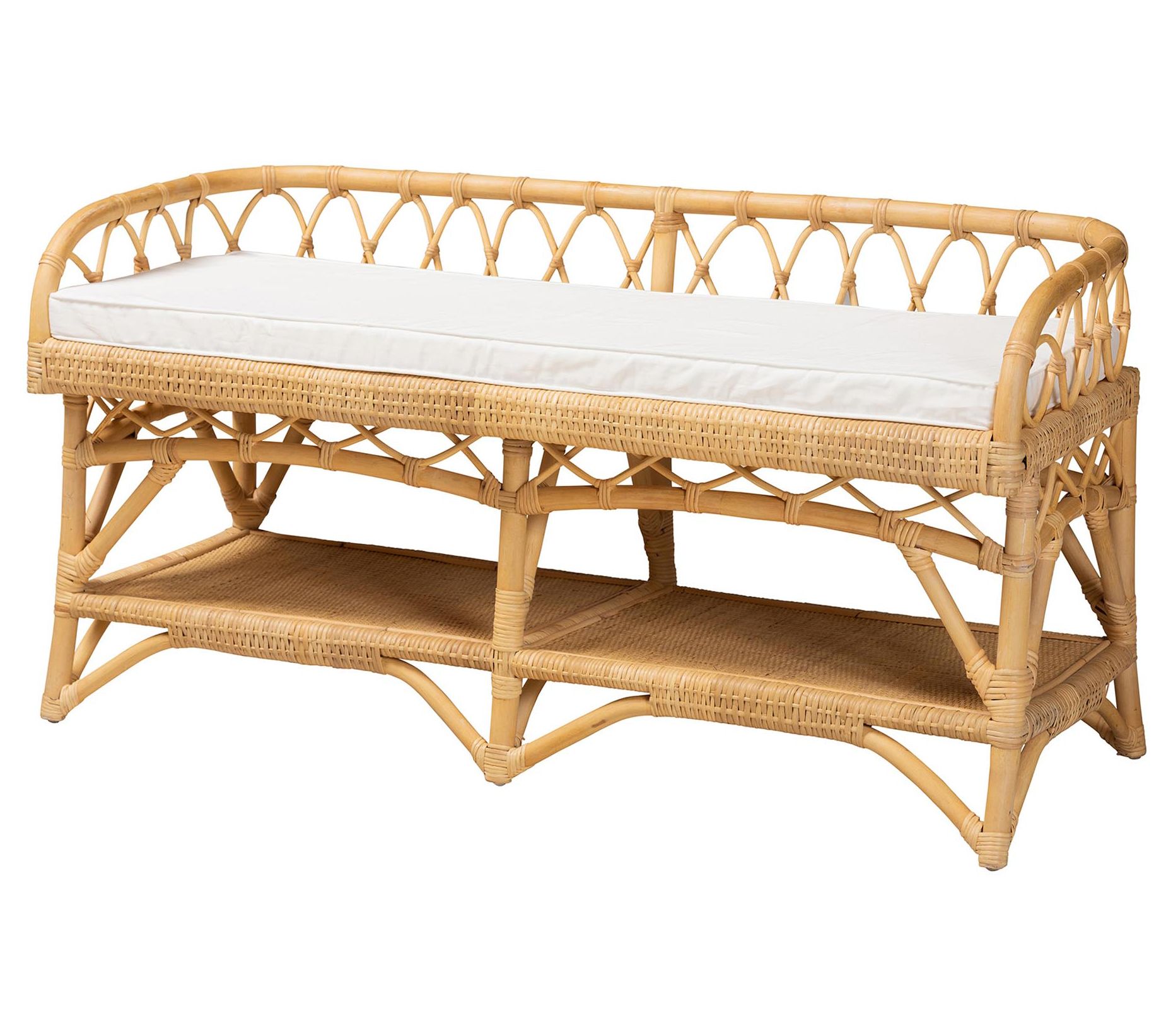bali & pari Leryn Natural Brown Rattan Bench
