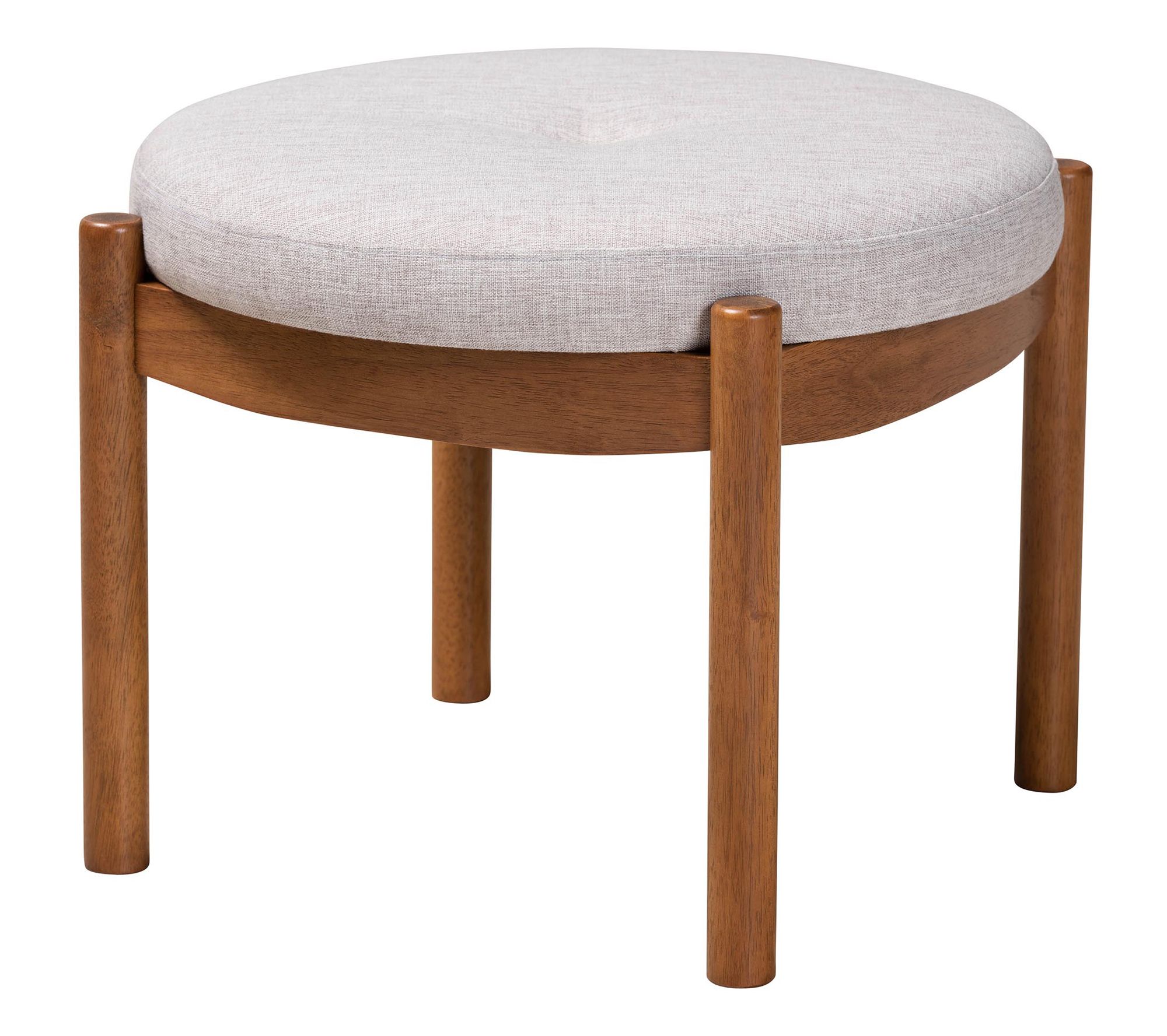 Baxton Studio Iliana Fabric and Wood Ottoman Footstool