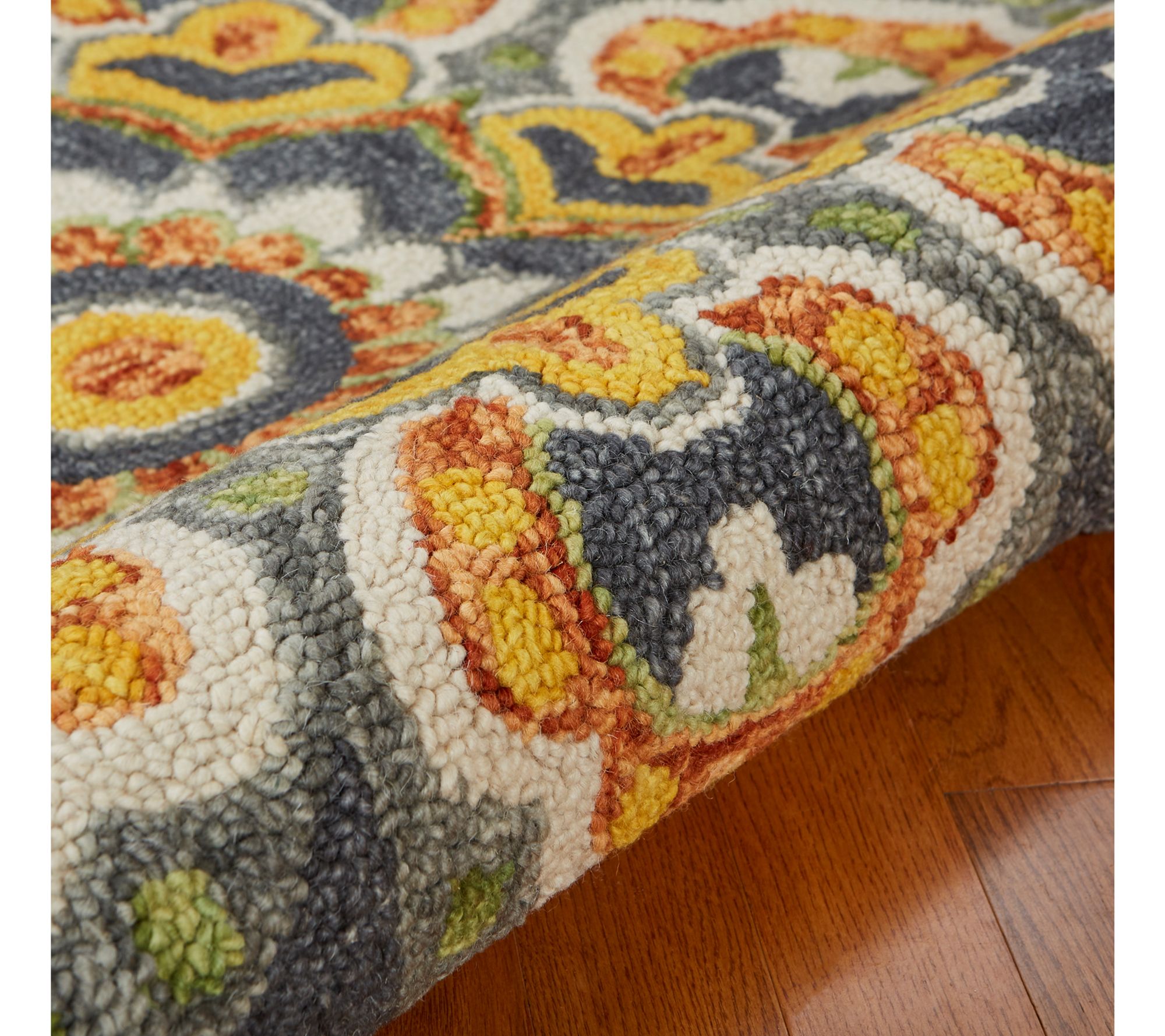 Ox Bay Petal Edged Floral Medallion Wool Indoor4' Round Rug - QVC.com