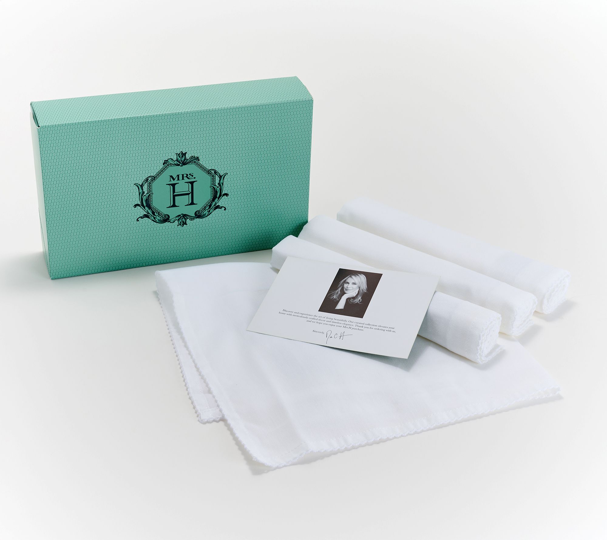 Mrs. H by Dee Hilfiger Set of 4 100% Cotton Square Napkins