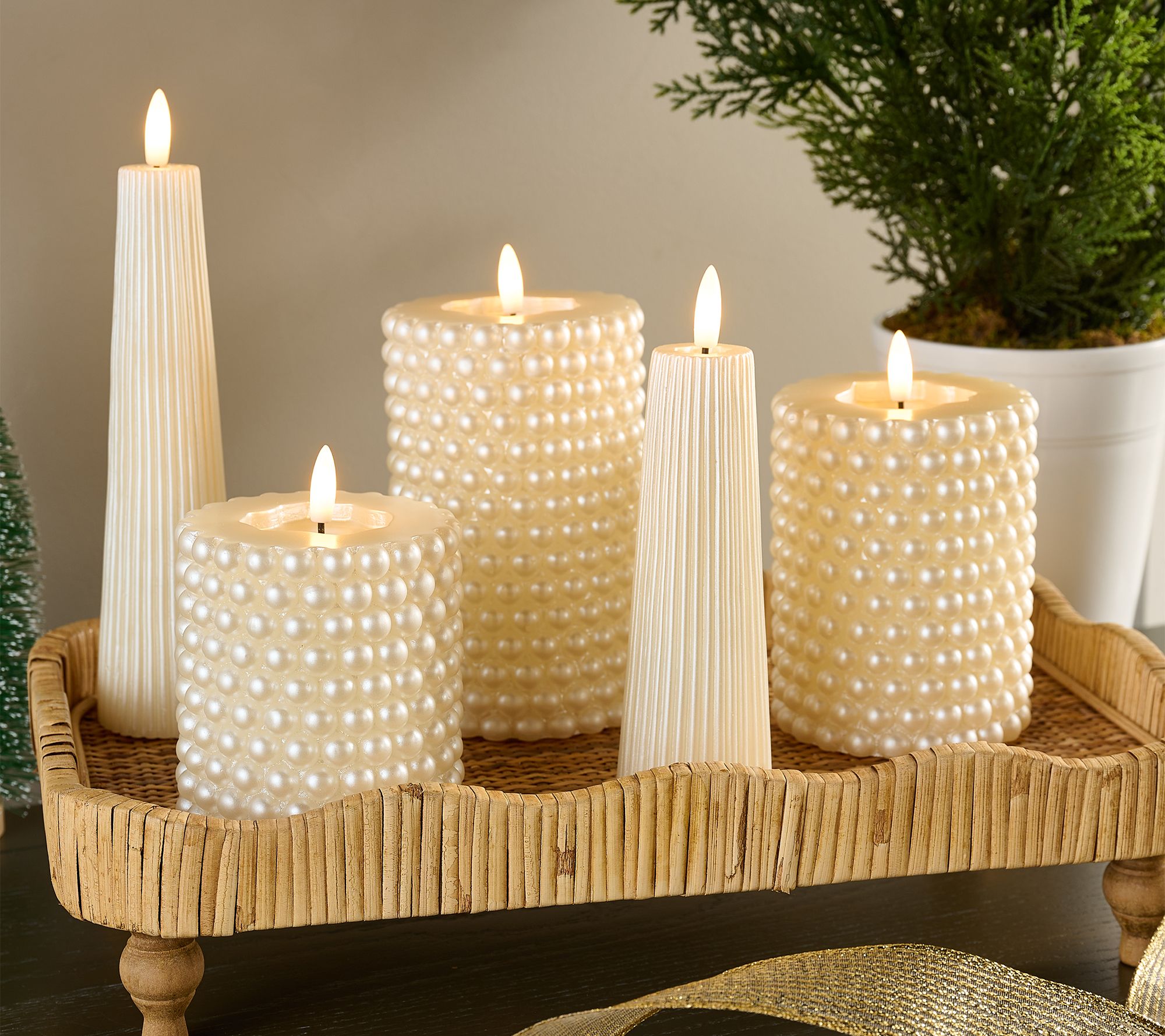 5-pc Textured Flameless Candle Gift Set by Kim Gravel